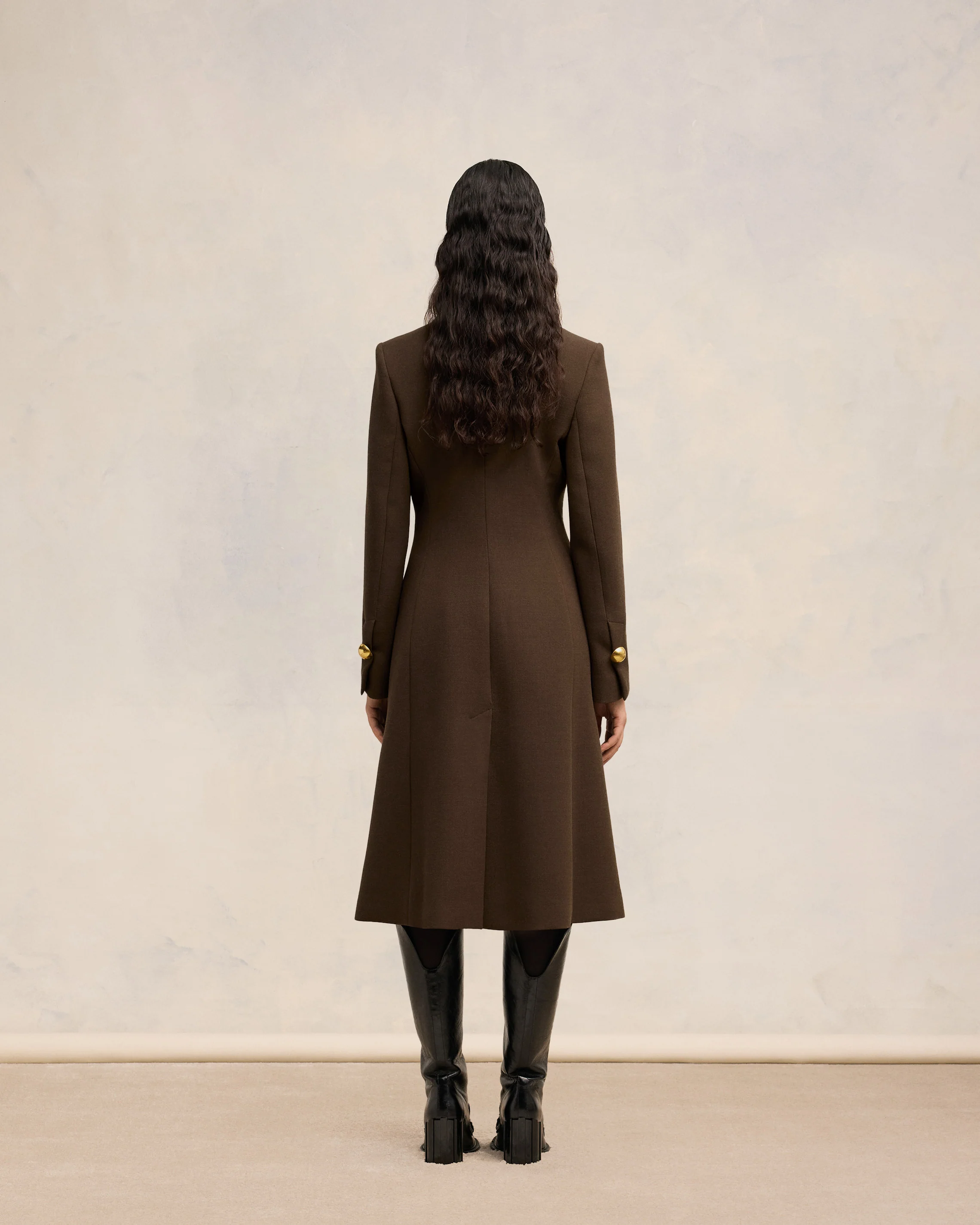 Dark Coffee Fitted Coat - leoleo123123
