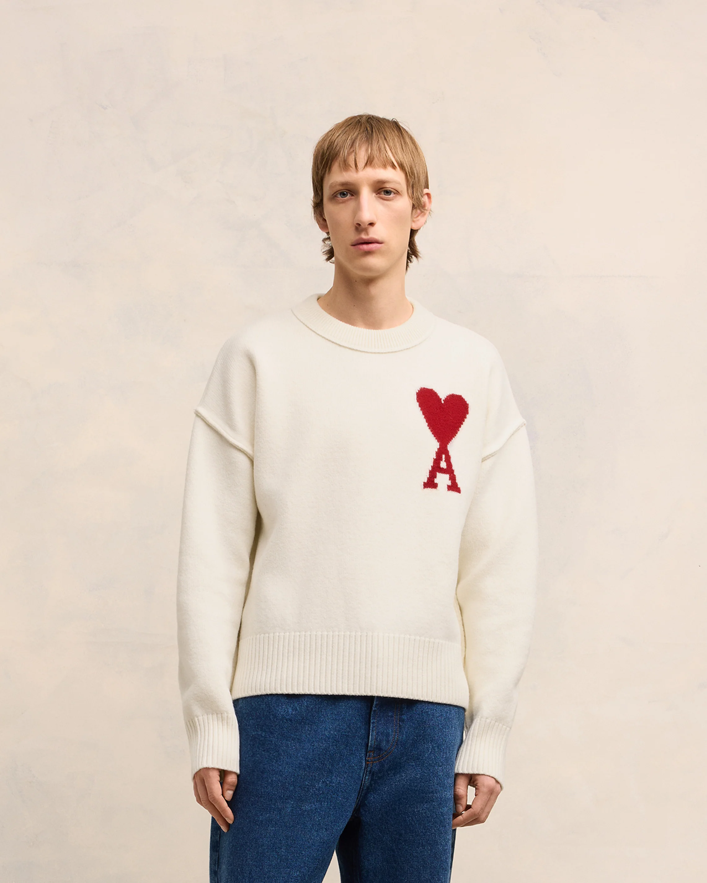Pull Ami De Coeur Rouge Ecru/Rouge - leoleo123123