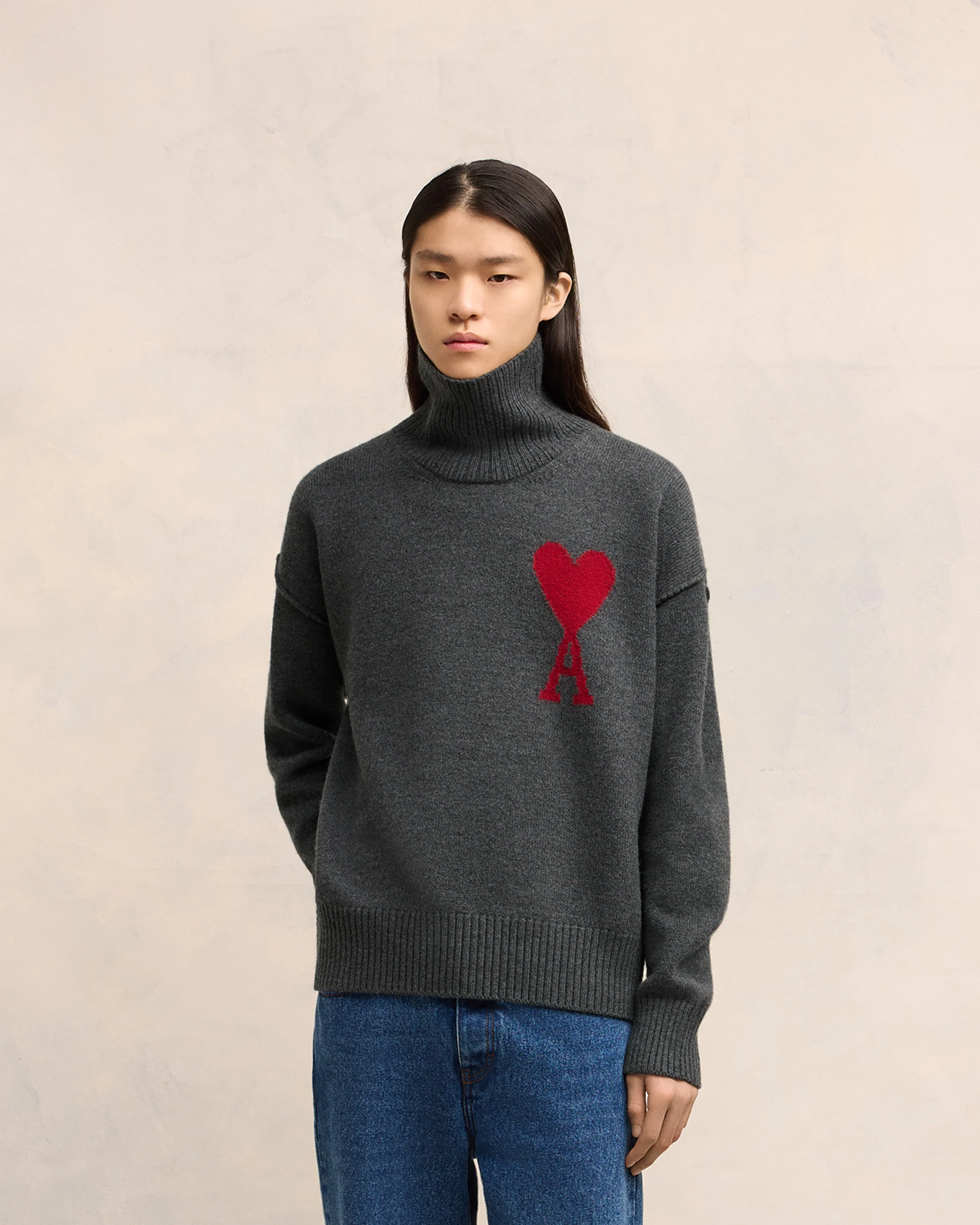 Pull Ami De Coeur Rouge Gris Chine / Rouge - leoleo123123