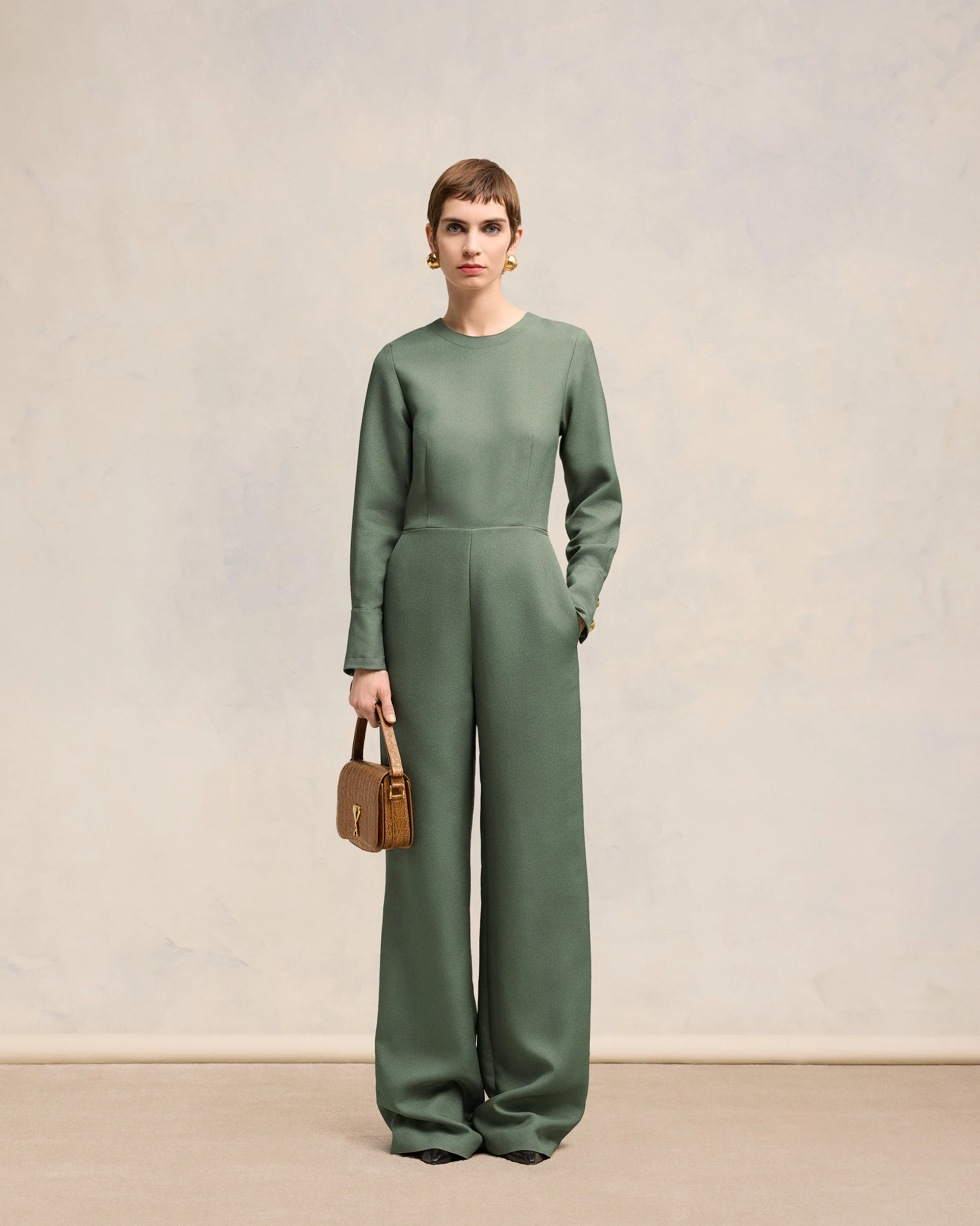 Antique Clay Zipped Jumpsuit - leoleo123123
