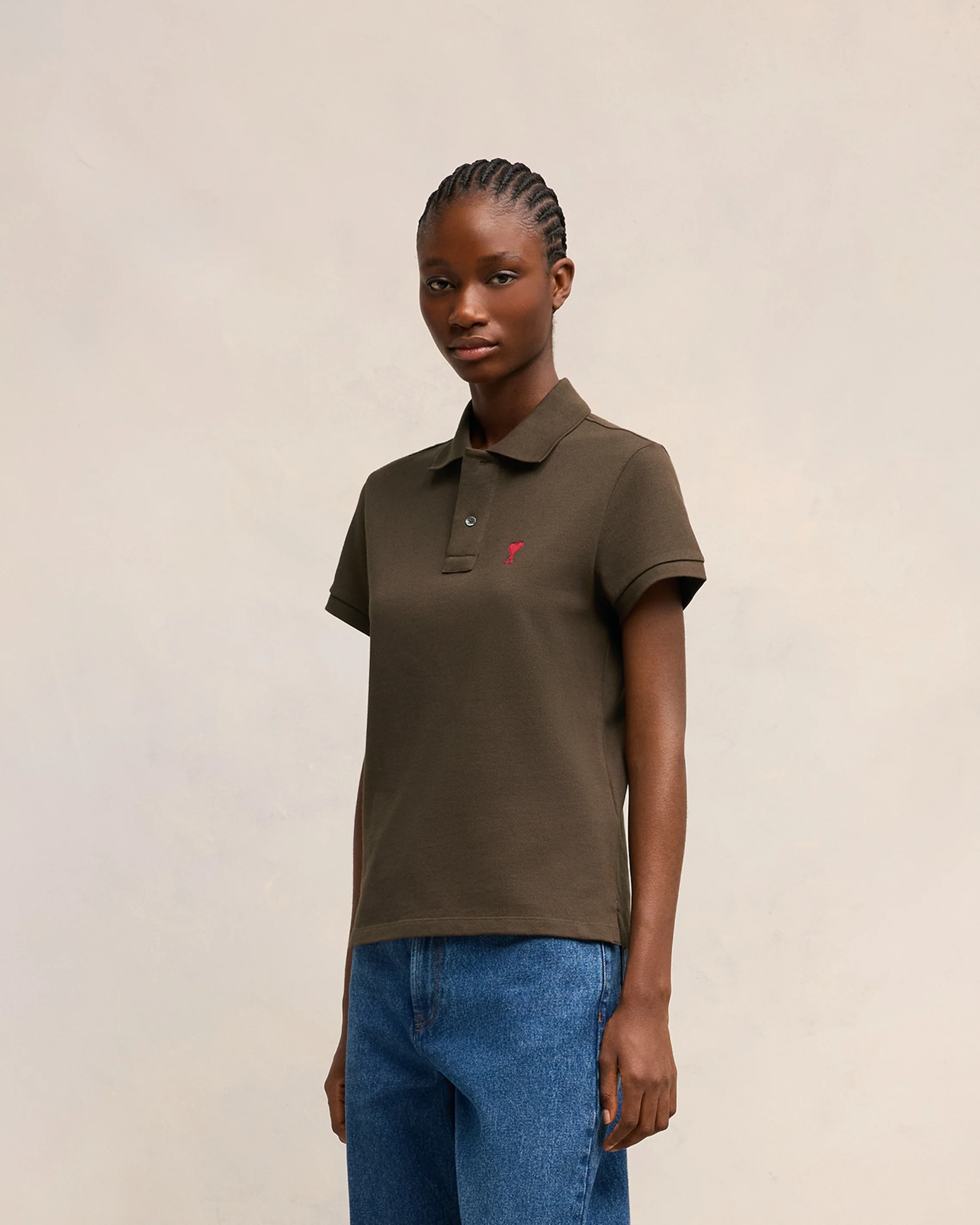 Dark Coffee Ami De Coeur Polo Shirt - leoleo123123