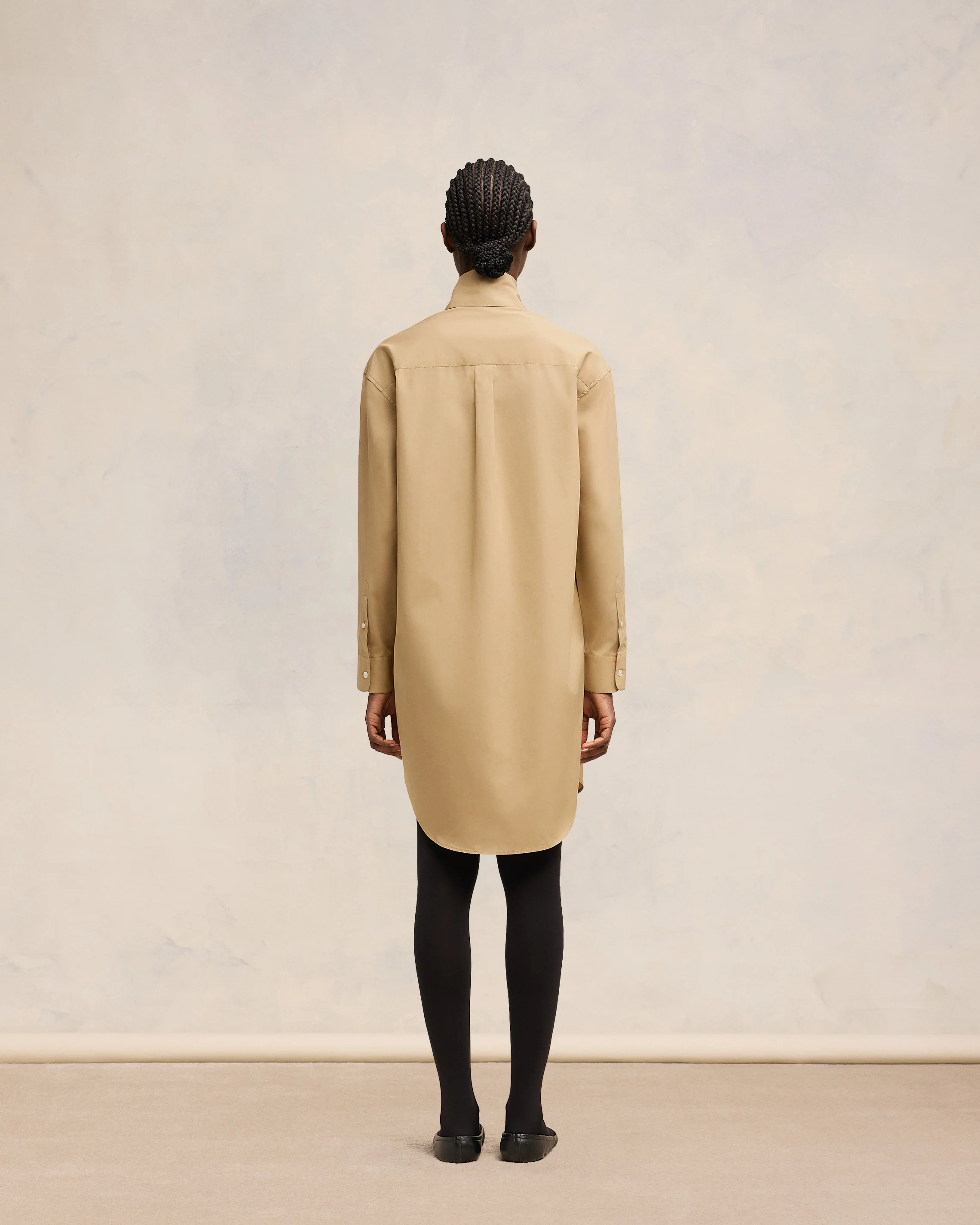 Sand Scarf Collar Shirt Dress - leoleo123123