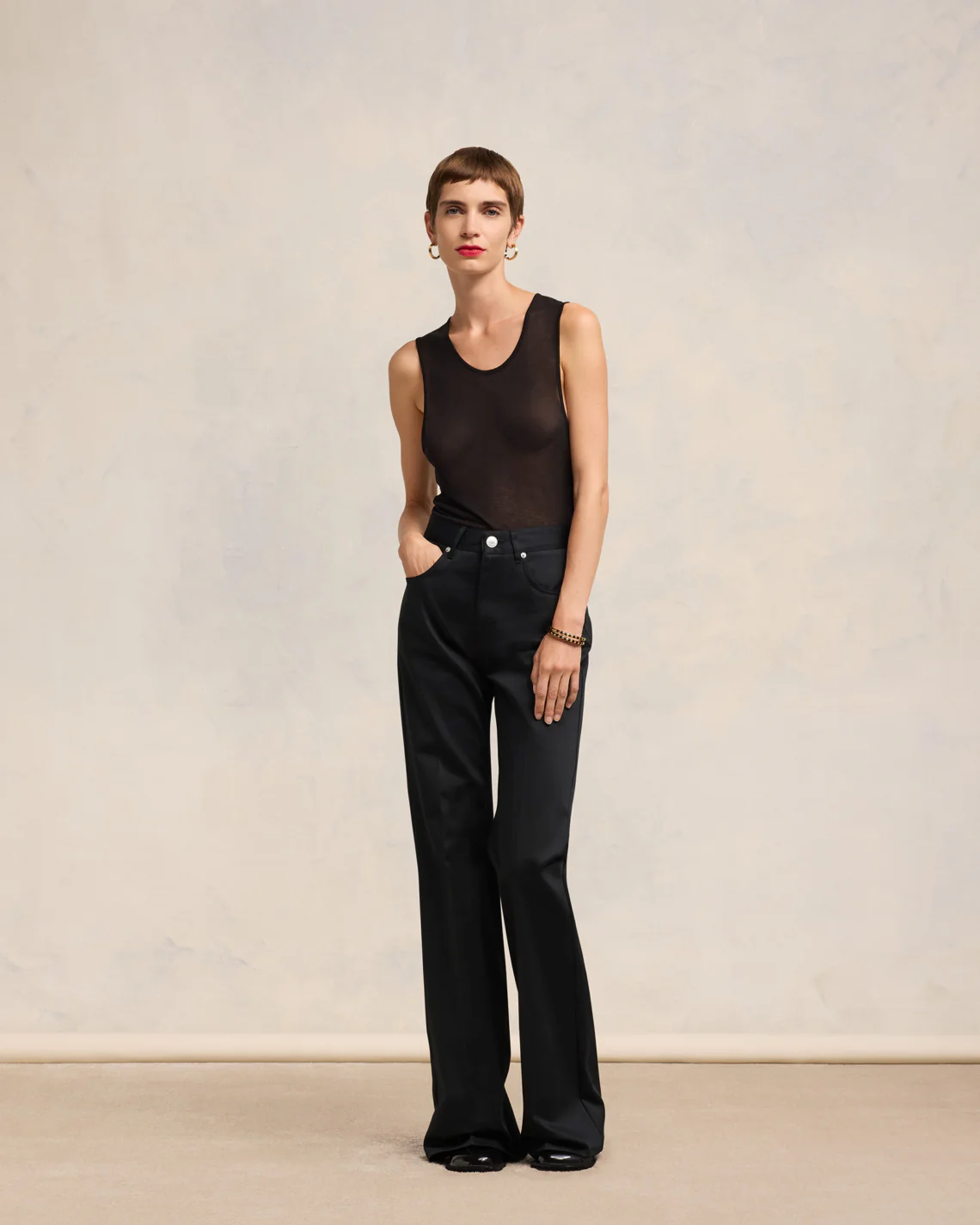 Black Flare Fit Trousers - leoleo123123