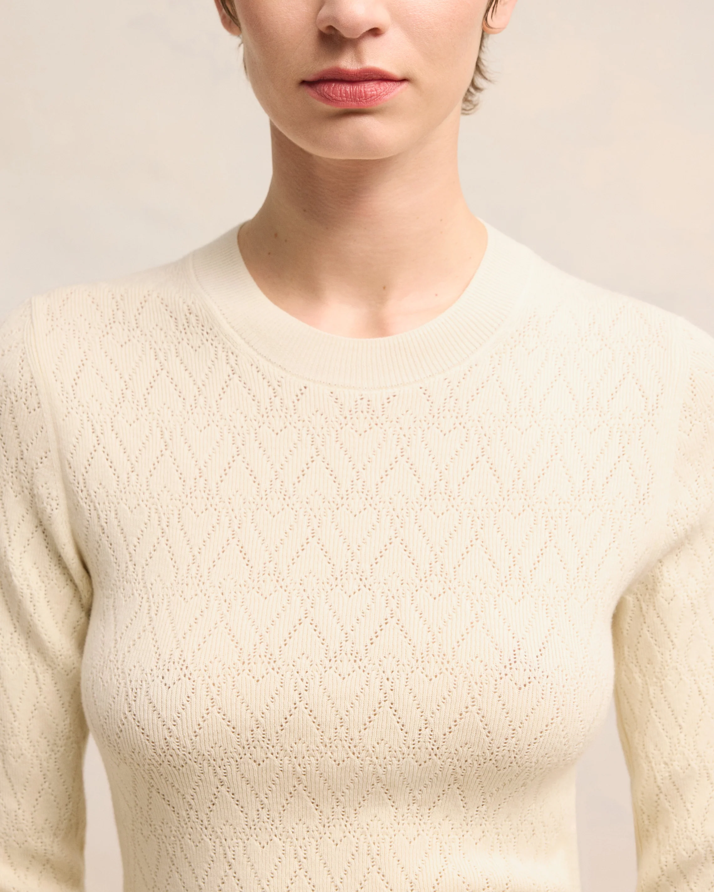 Off White Ami De Coeur Pointelle Crew Neck Sweater - leoleo123123