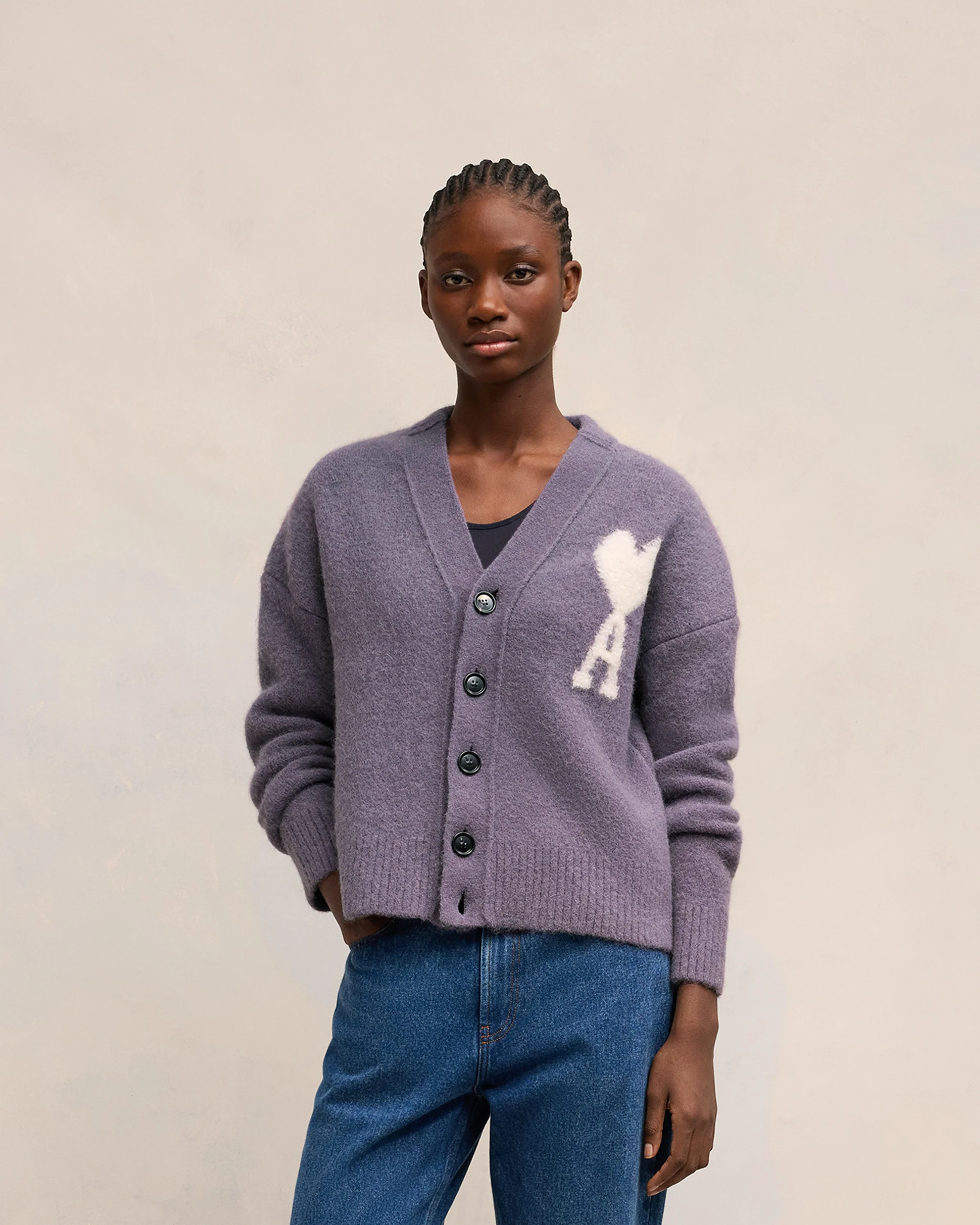 Lilac Off-White Ami De Coeur Cardigan - leoleo123123