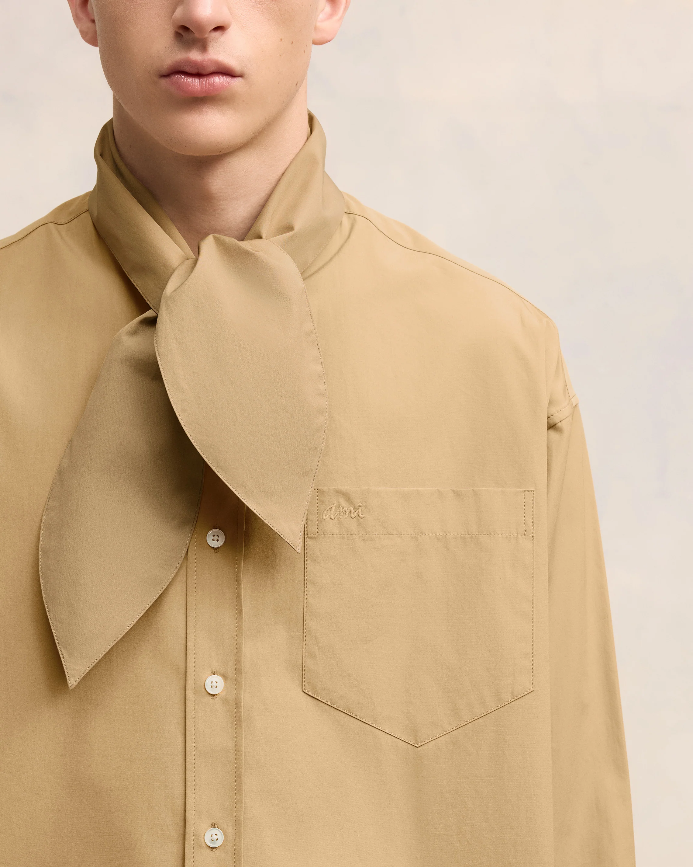 Sand Scarf Collar Shirt - leoleo123123