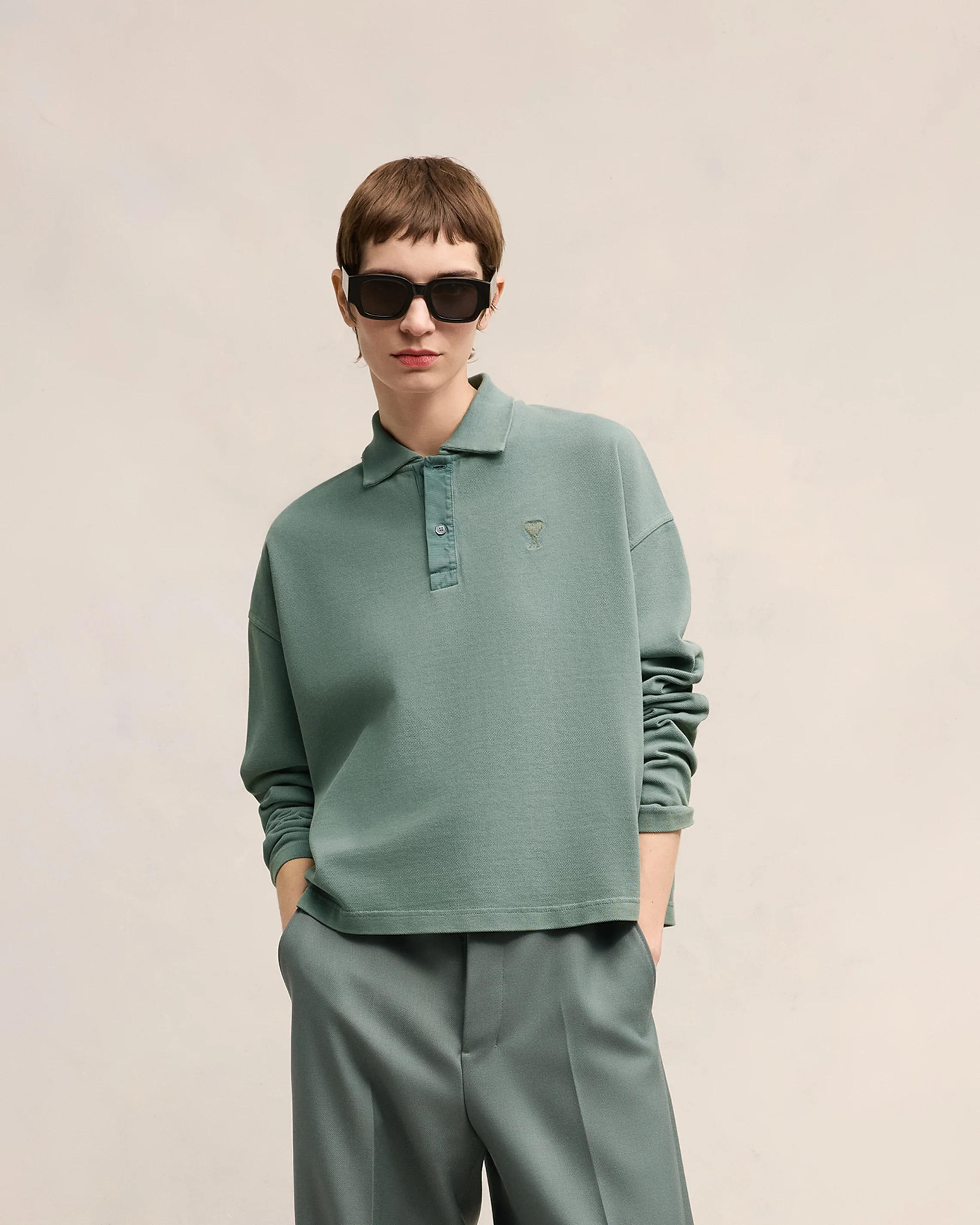Antique Clay Ami De Coeur Long Sleeves Polo - leoleo123123