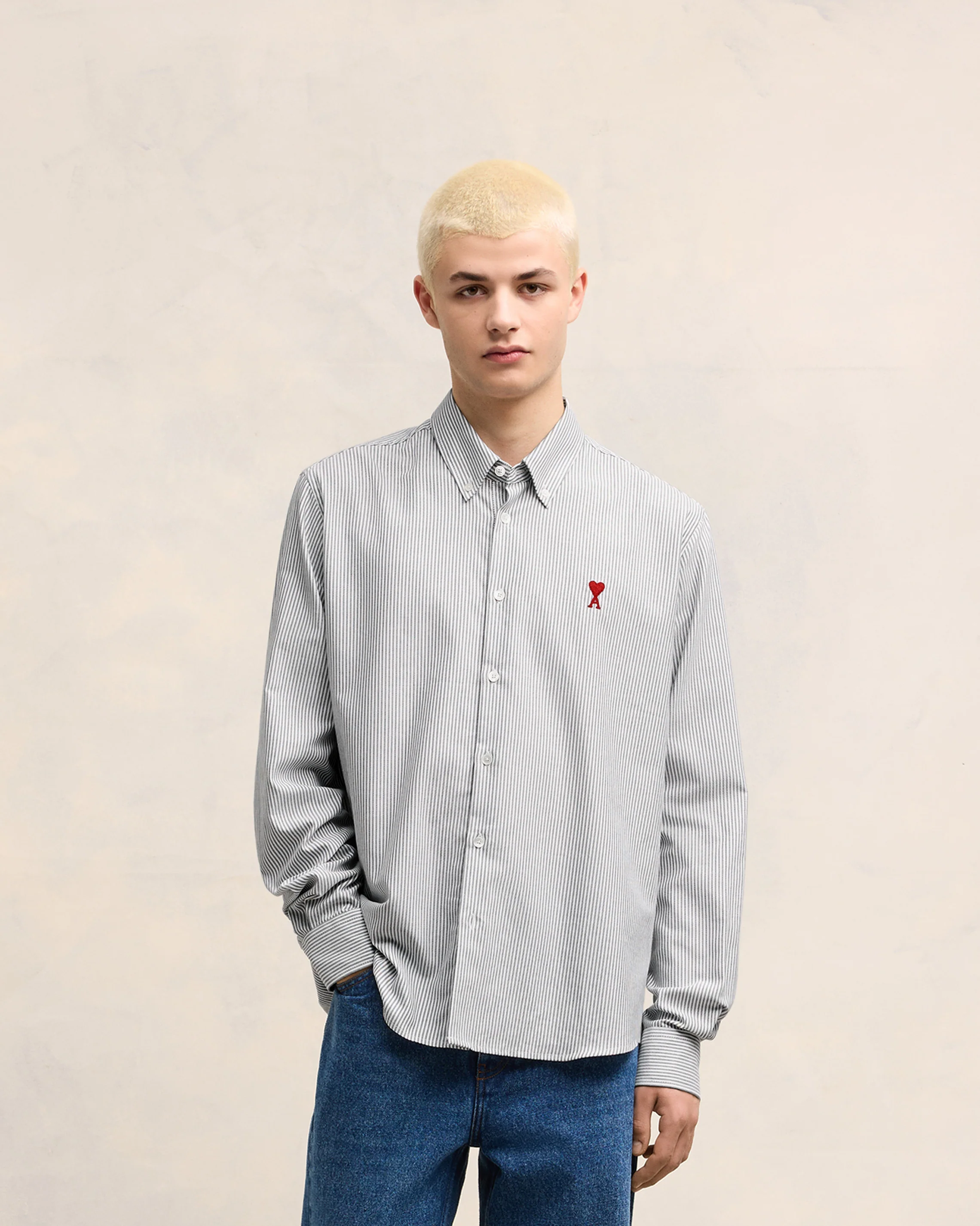 Black/Natural White Button-Down Ami De Coeur Shirt - leoleo123123