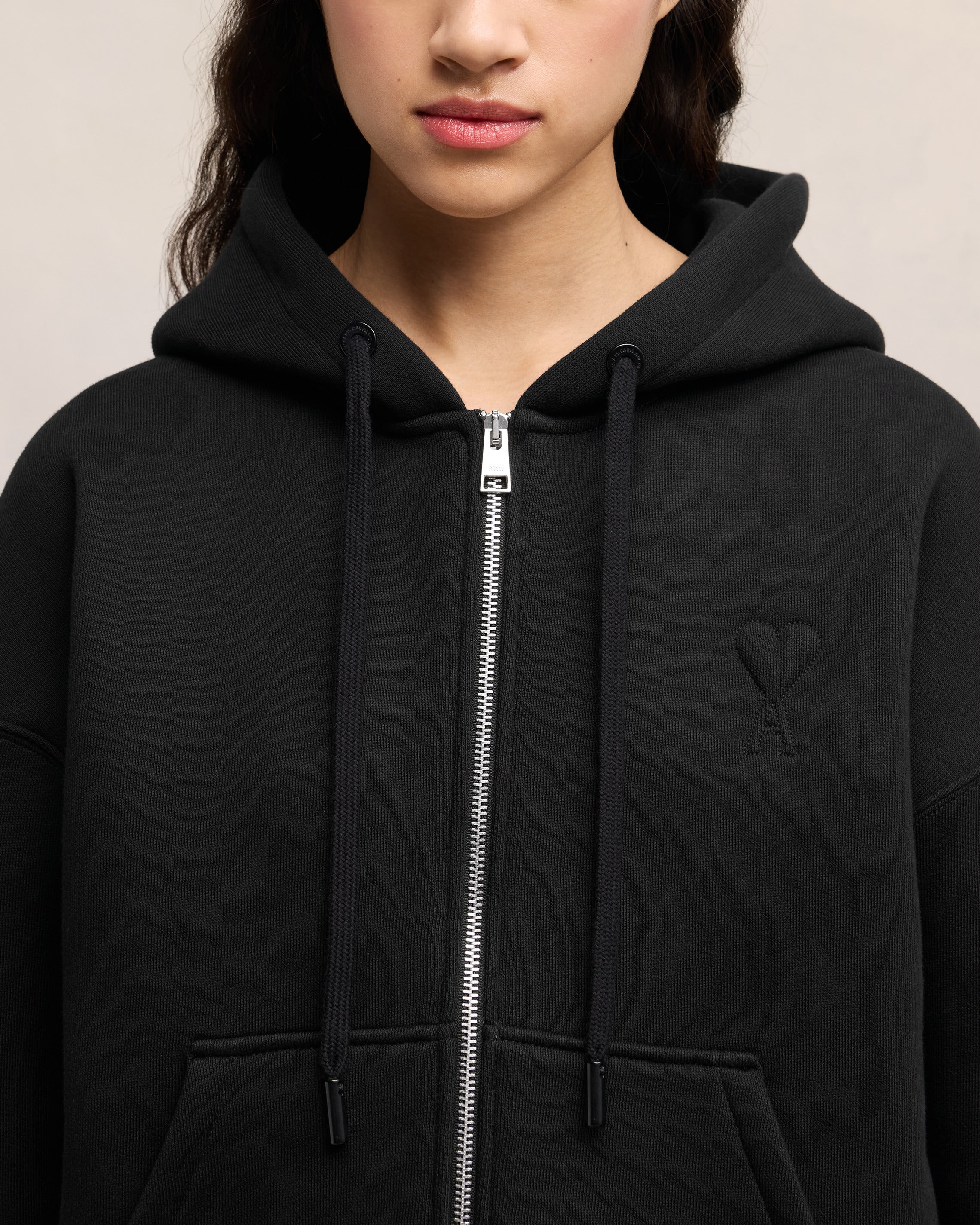 Black Zipped Ami De Coeur Hoodie - leoleo123123