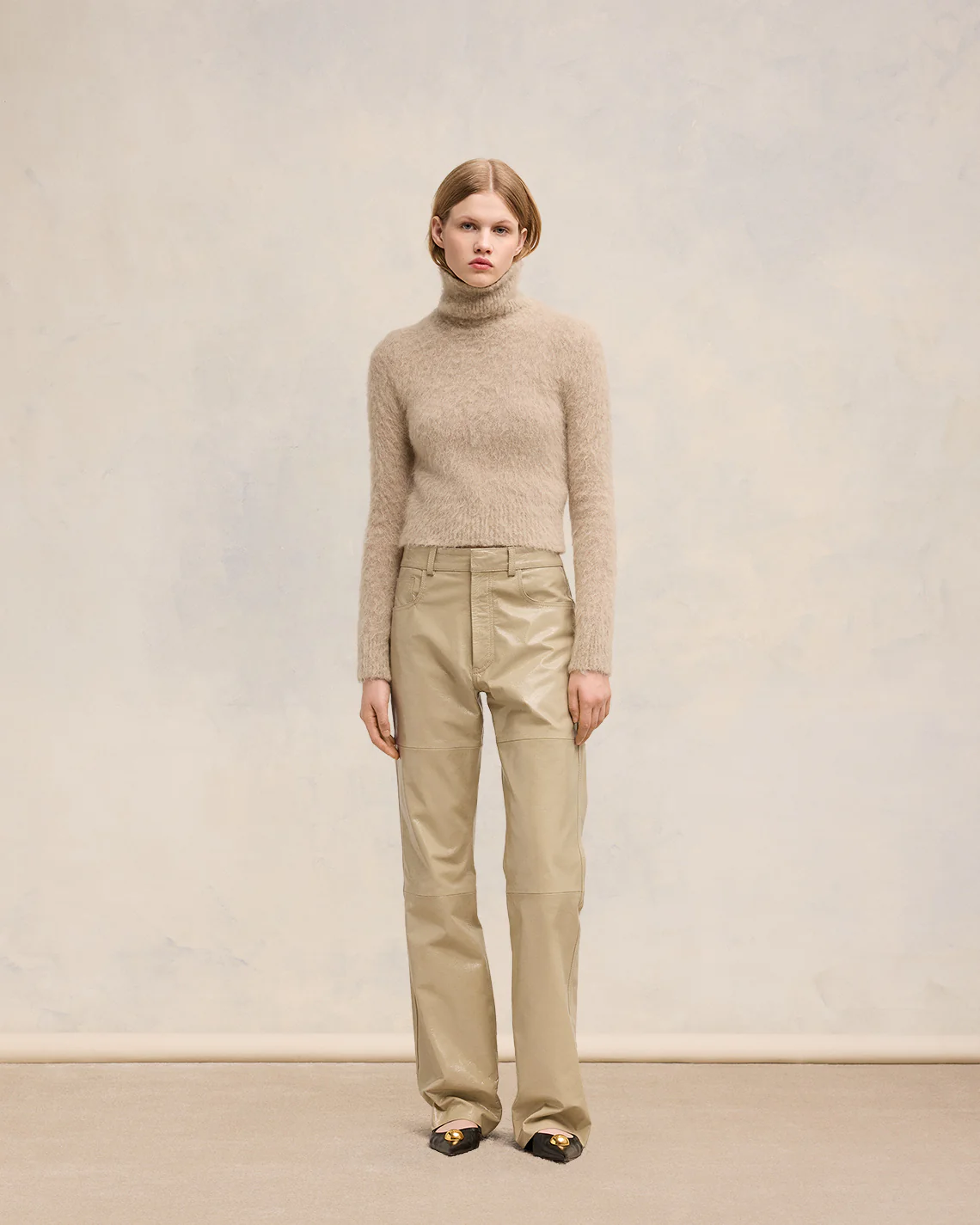 Beige Alpaca Mohair Brushed Sweater - leoleo123123