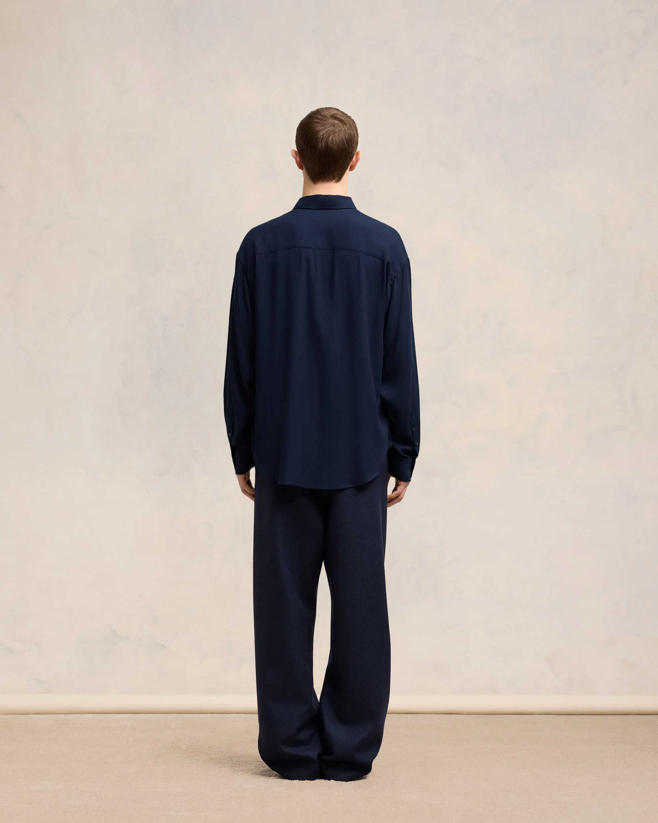Navy Blue Boxy Fit Shirt - leoleo123123