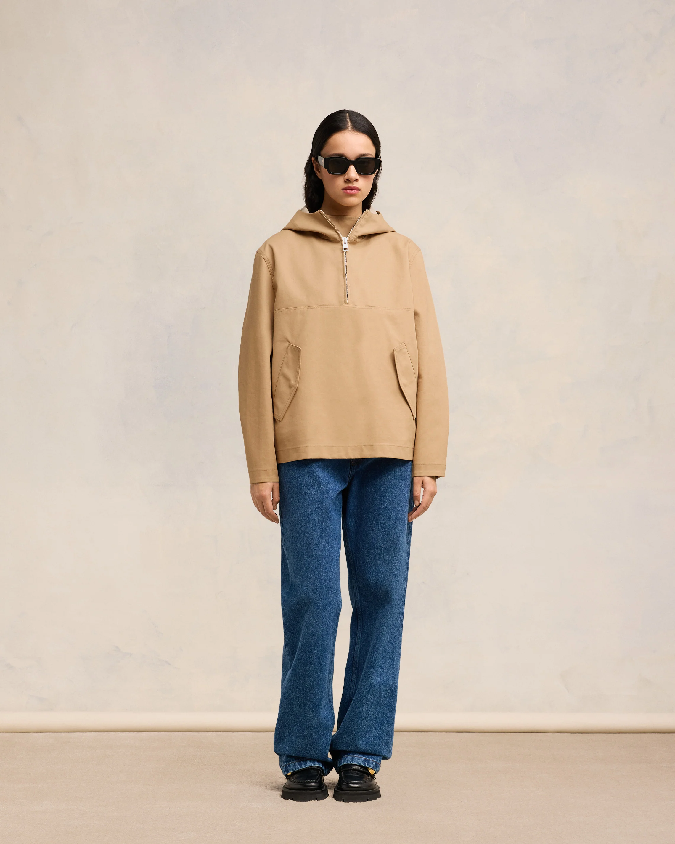 Sand/ Light Beige Hooded Vareuse - leoleo123123