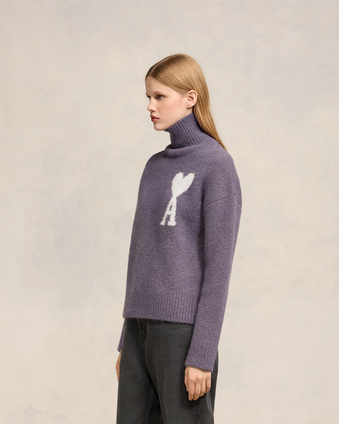 Lilac Off-White Ami De Coeur Funnel Neck Sweater - leoleo123123