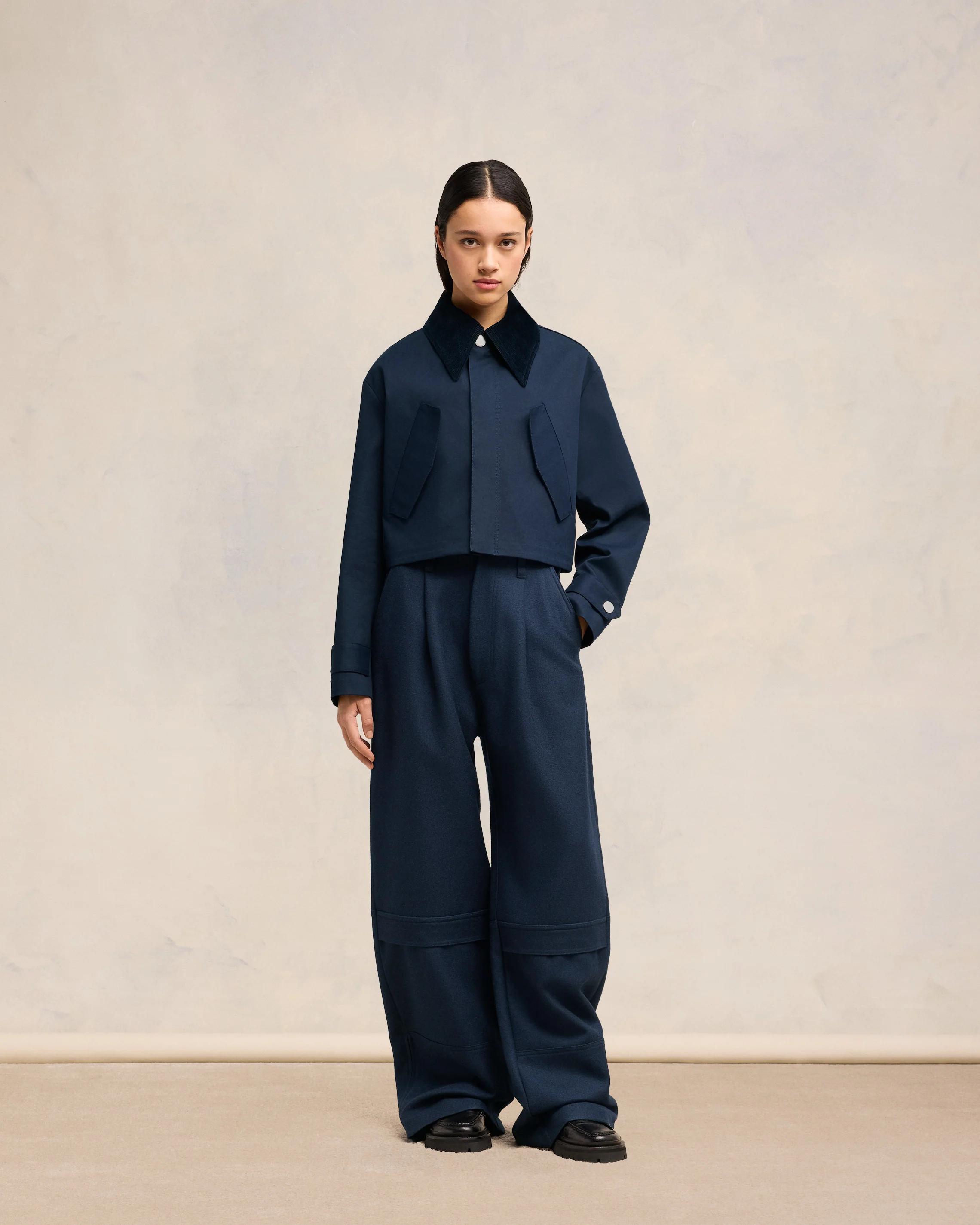 Navy Blue/ Clay Blue Short Jacket - leoleo123123