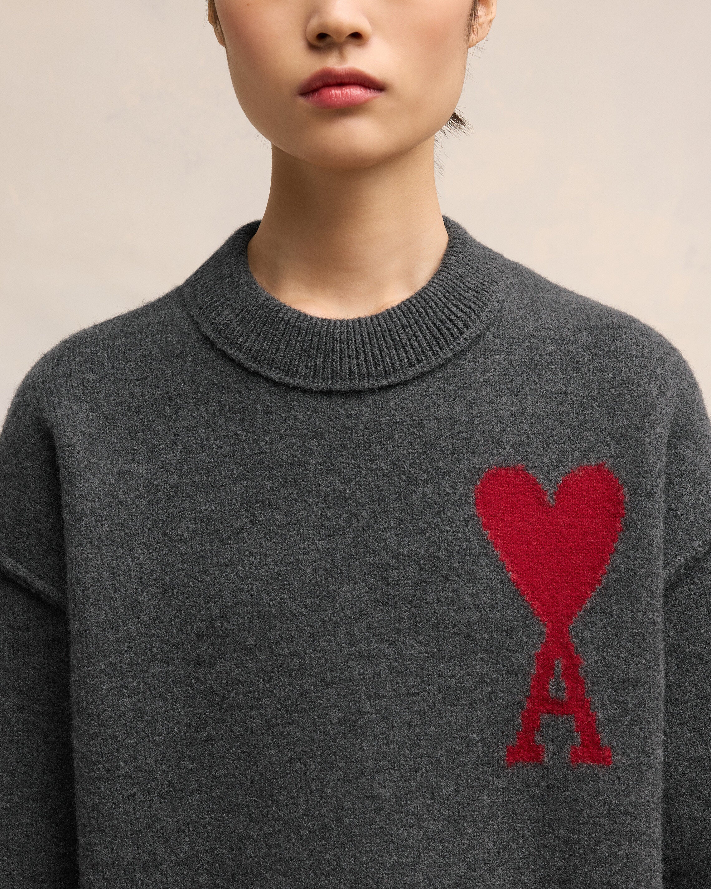 Pull Ami De Coeur Rouge Gris Chine / Rouge - leoleo123123