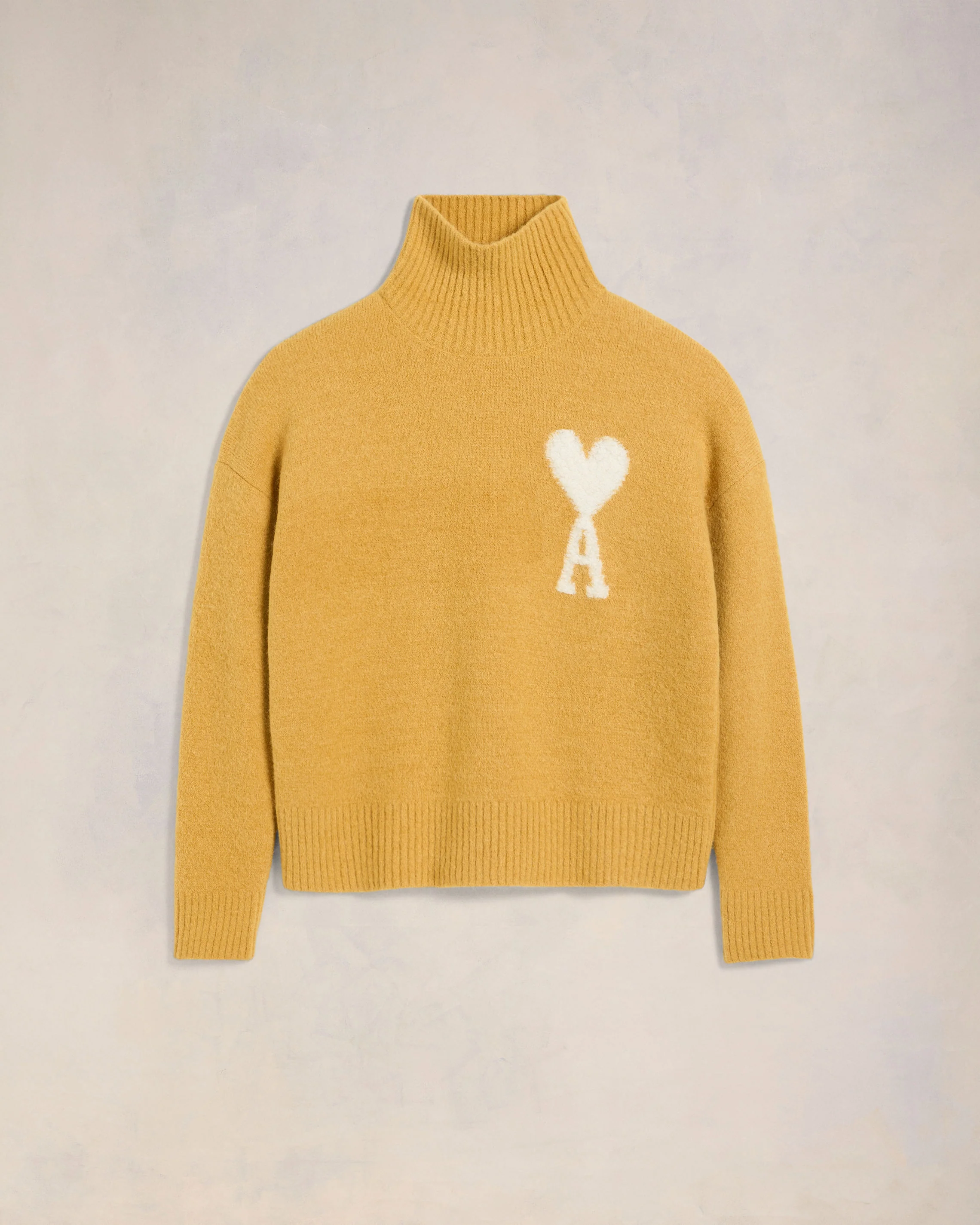 Mustard Off-White Ami De Coeur Funnel Neck Sweater - leoleo123123
