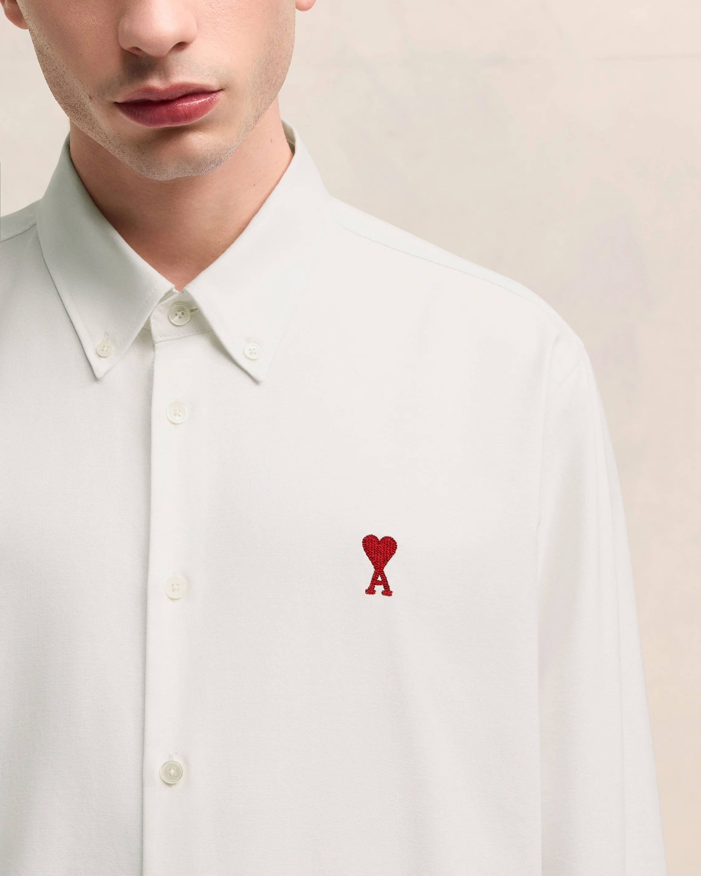 Natural White Button-Down Ami De Coeur Shirt - leoleo123123