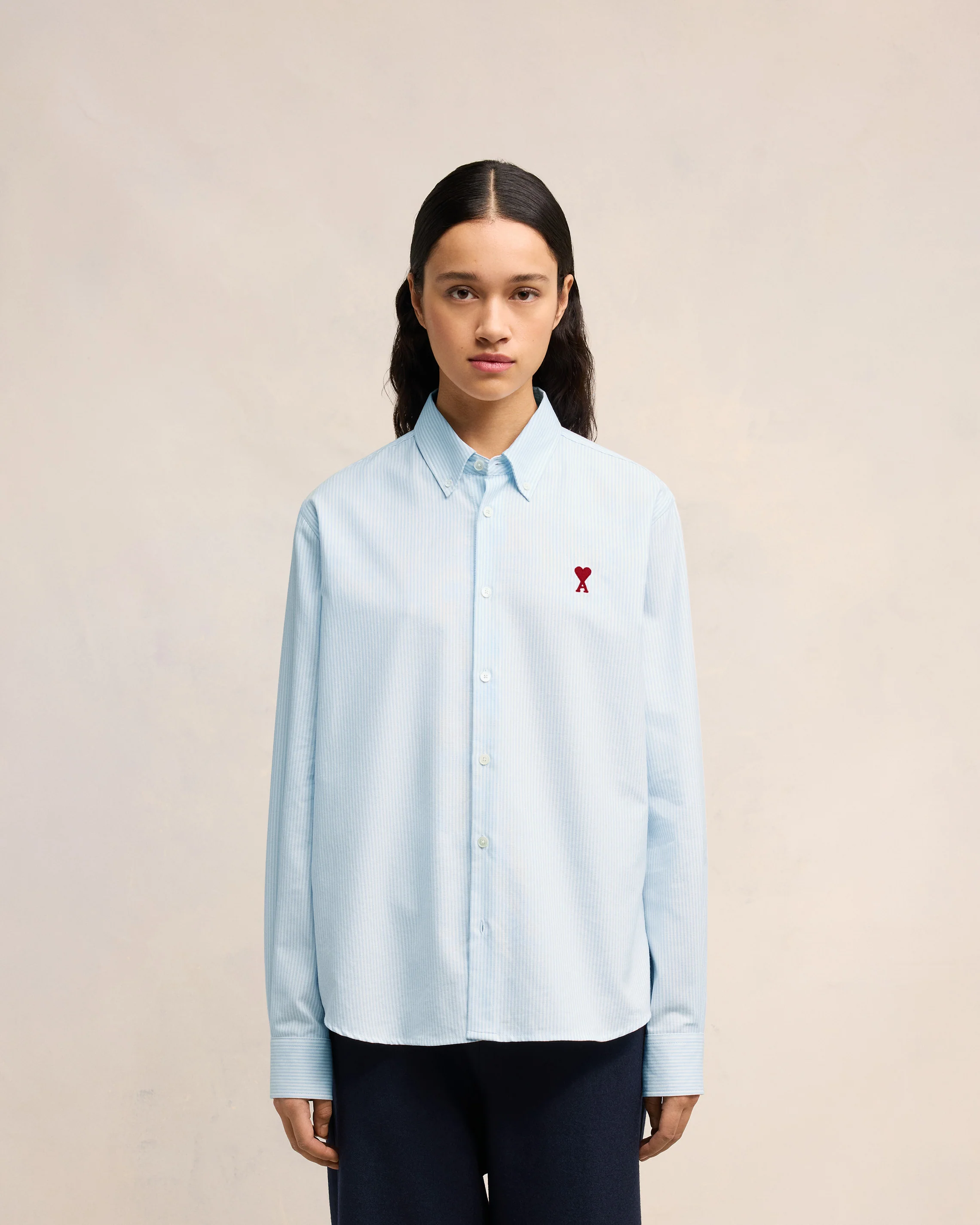 Sky Blue/Natural White Button-Down Ami De Coeur Shirt - leoleo123123
