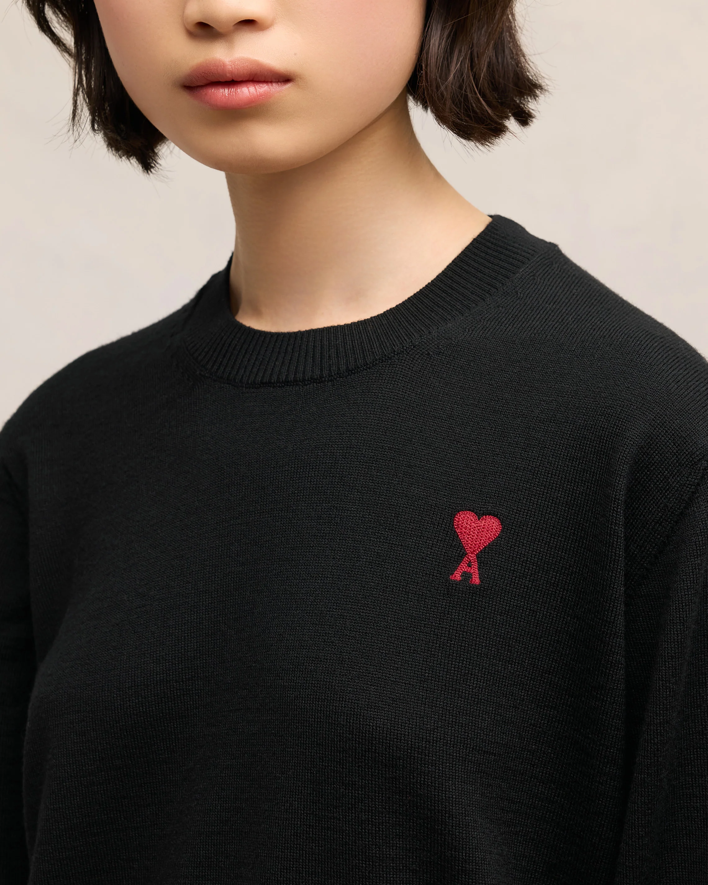 Pull Col Rond Ami De Coeur Rouge Noir - leoleo123123
