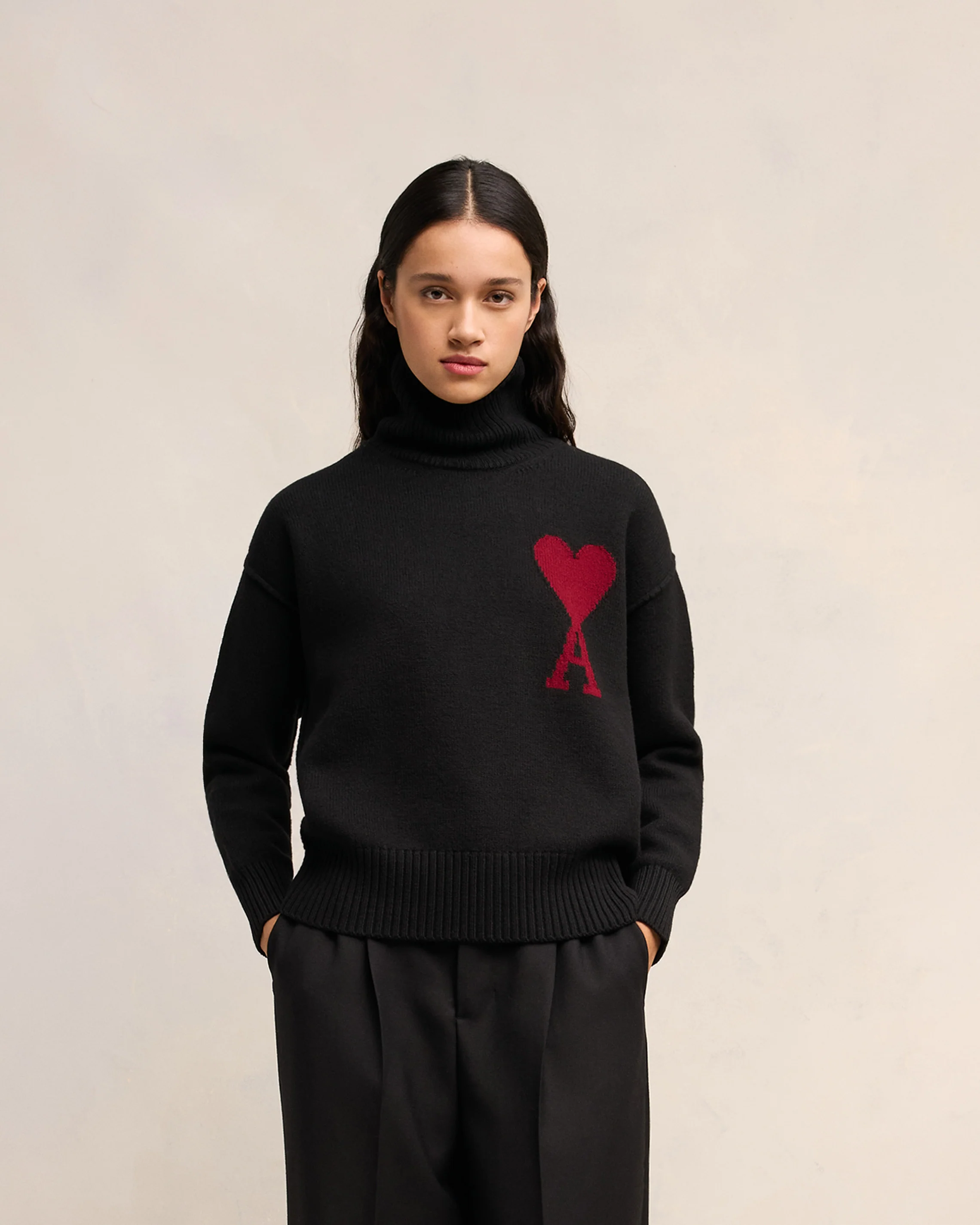 Black Turtleneck Jumper | Ami De Coeur | Ami Paris US - leoleo123123