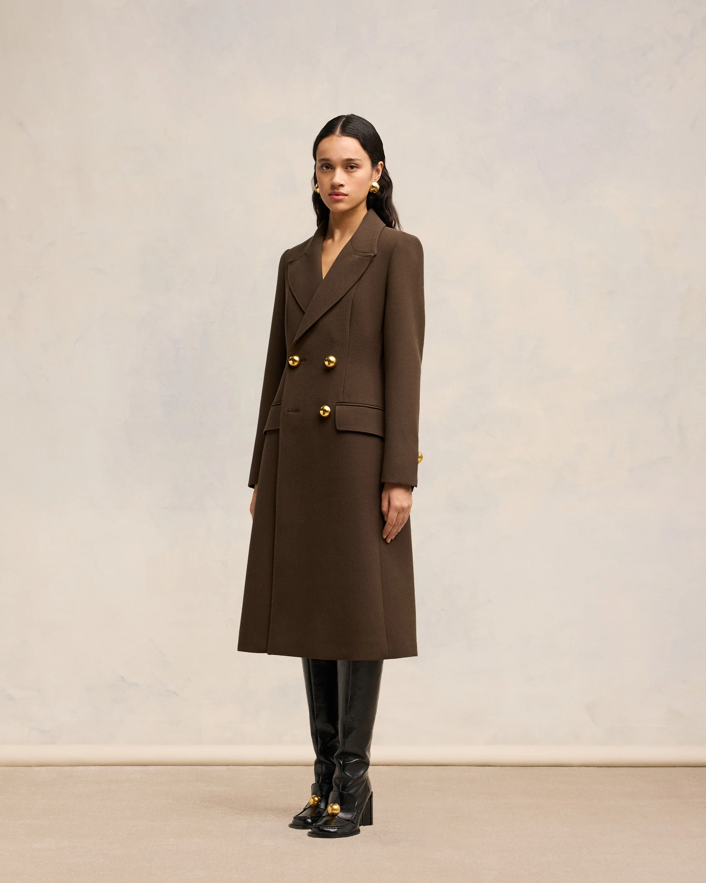 Dark Coffee Fitted Coat - leoleo123123