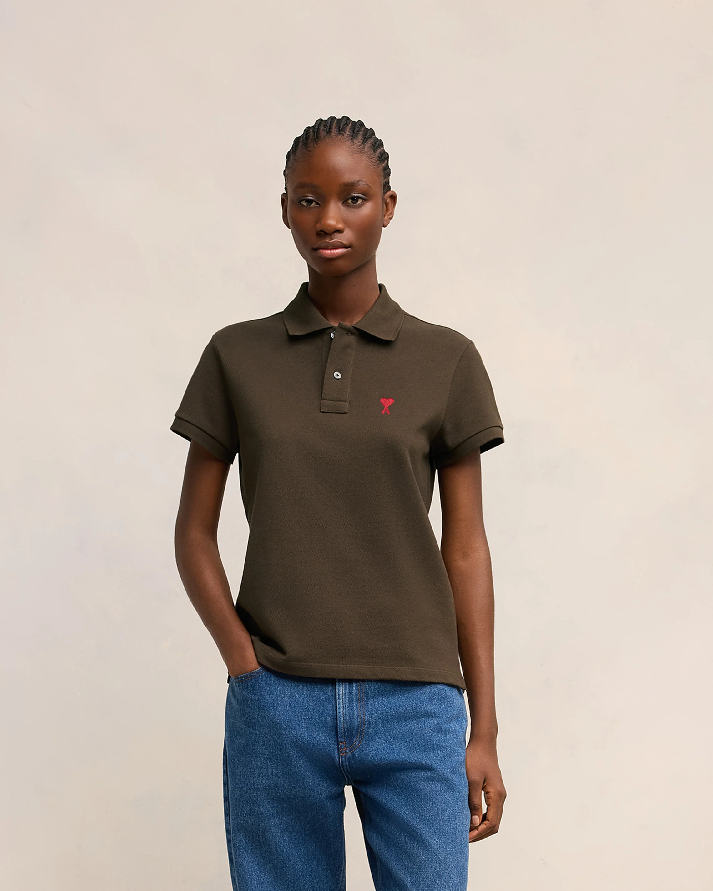 Dark Coffee Ami De Coeur Polo Shirt - leoleo123123