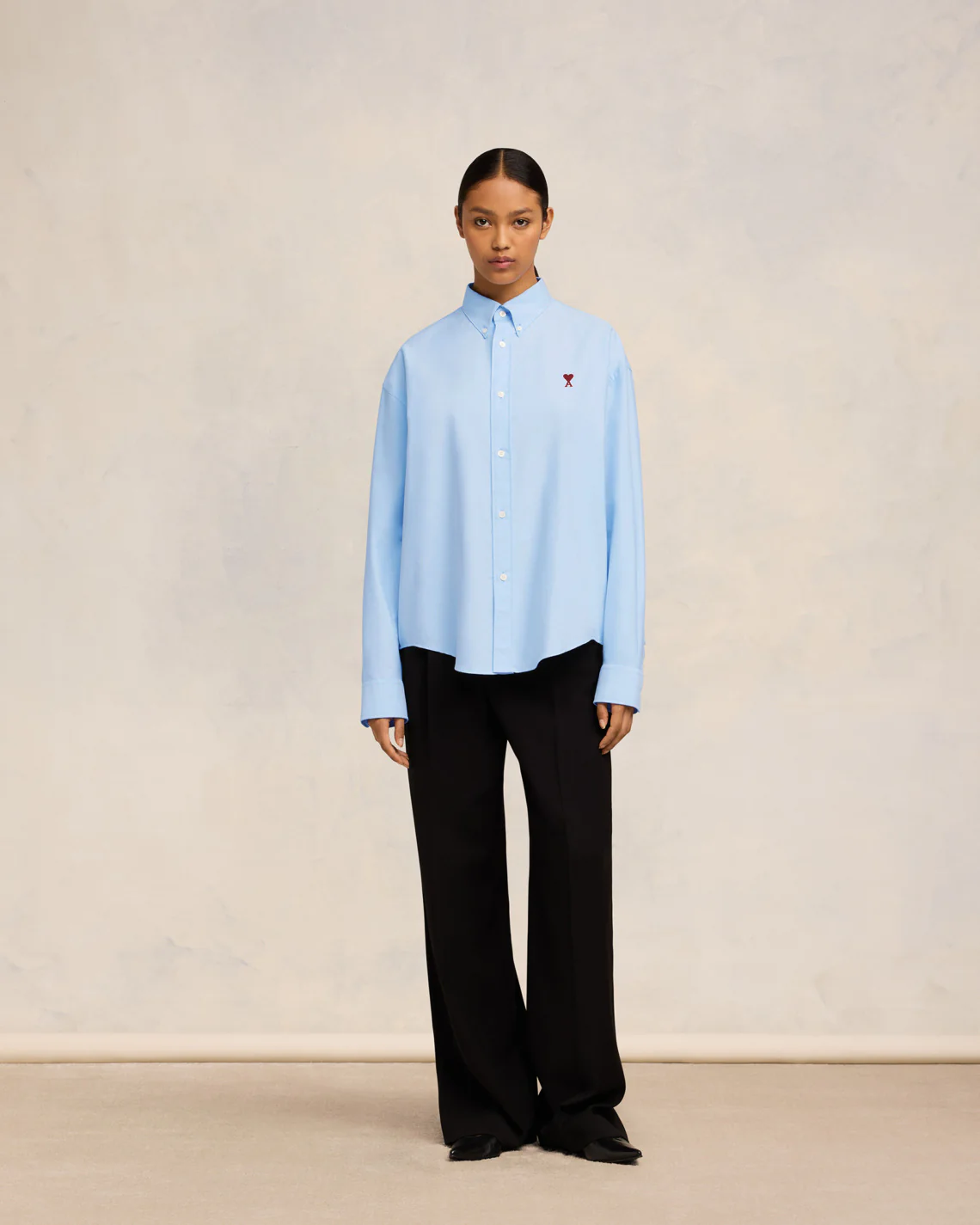 Chemise Coupe Boxy Ami De Coeur Bleu Ciel - leoleo123123