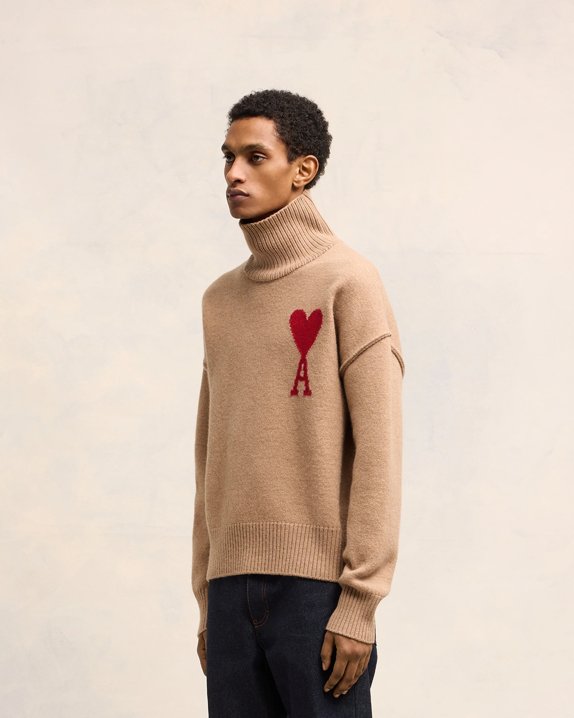 Camel/Red Red Ami De Coeur Sweater - leoleo123123