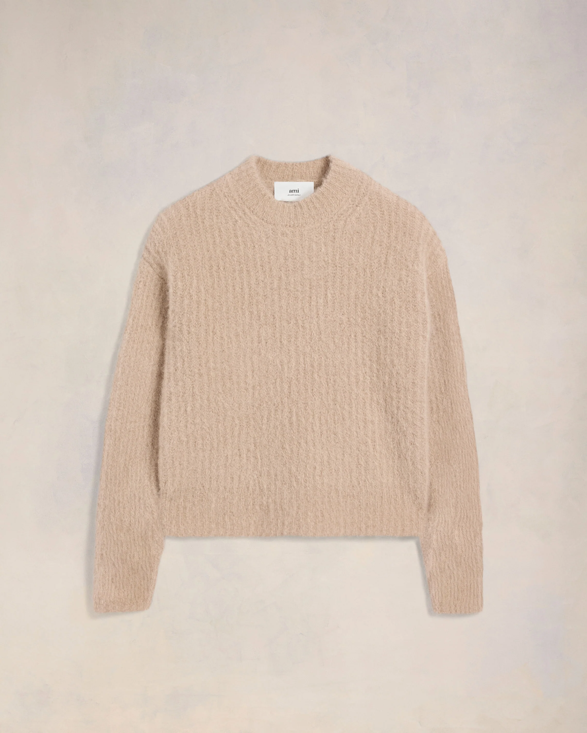 Beige Alpaca Mohair Ribbed Sweater - leoleo123123