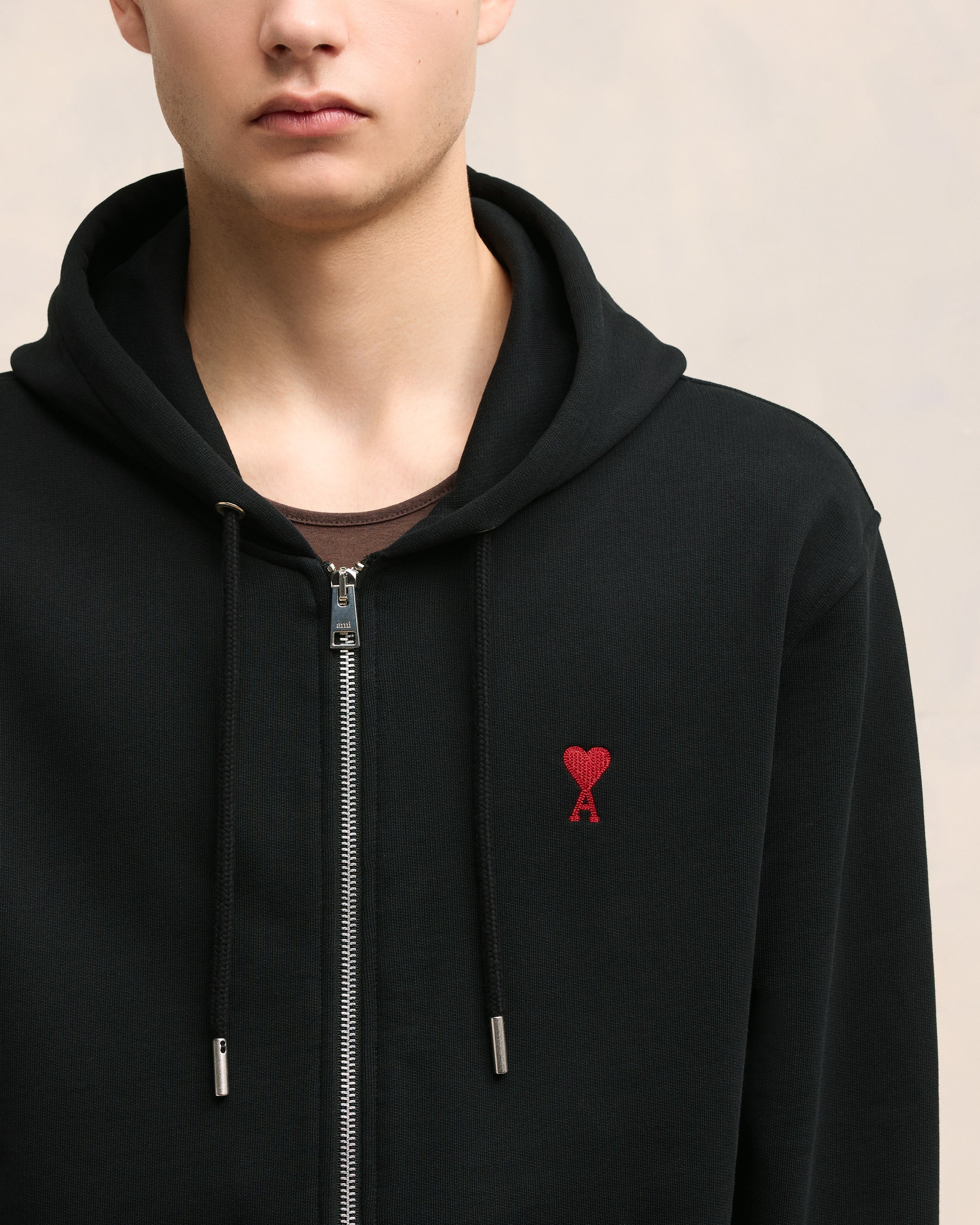 Black Red Ami De Coeur Zipped Hoodie - leoleo123123
