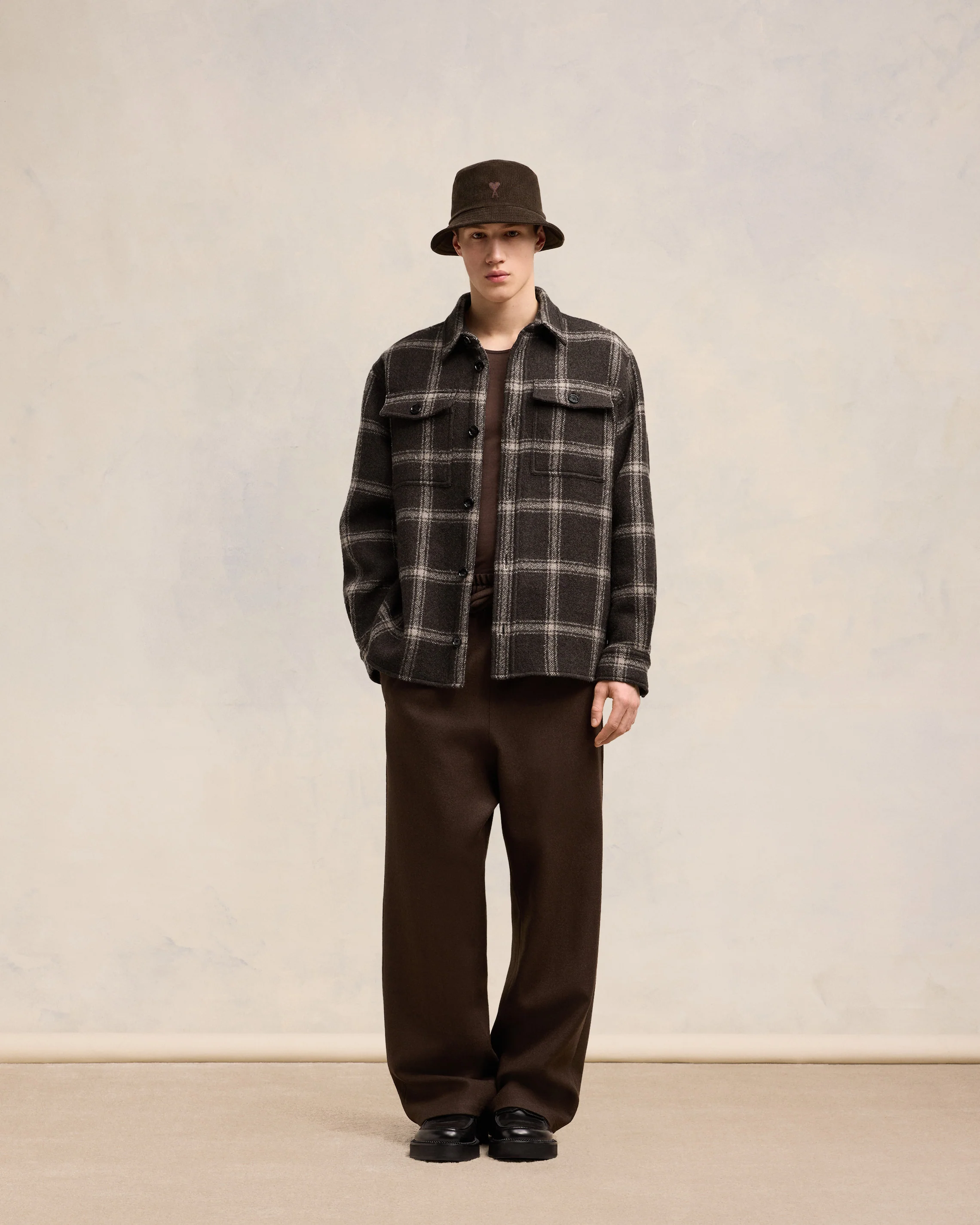 Dark Coffe/Sable Overshirt With Chest Pocket - leoleo123123