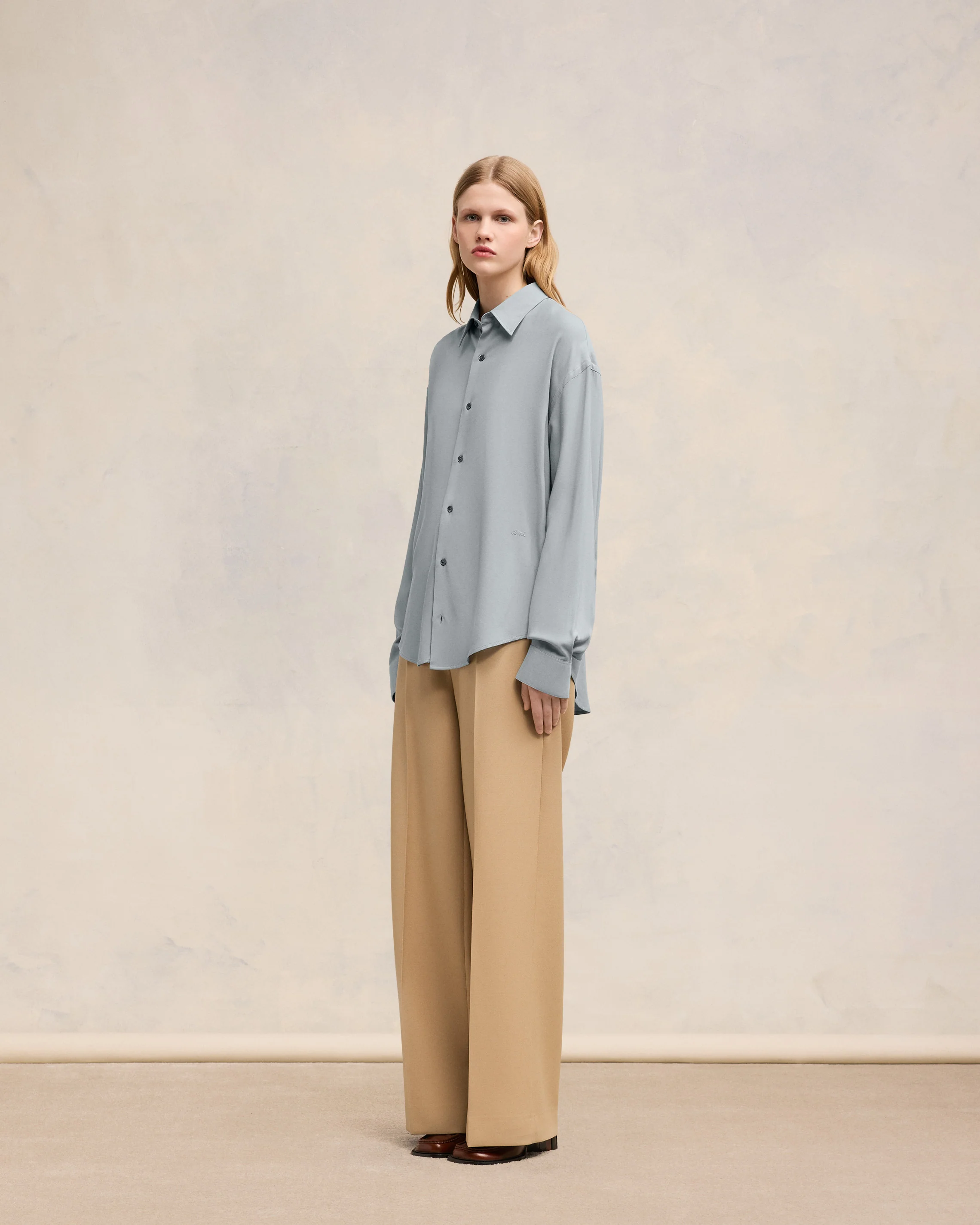 Clay Blue Boxy Fit Shirt - leoleo123123