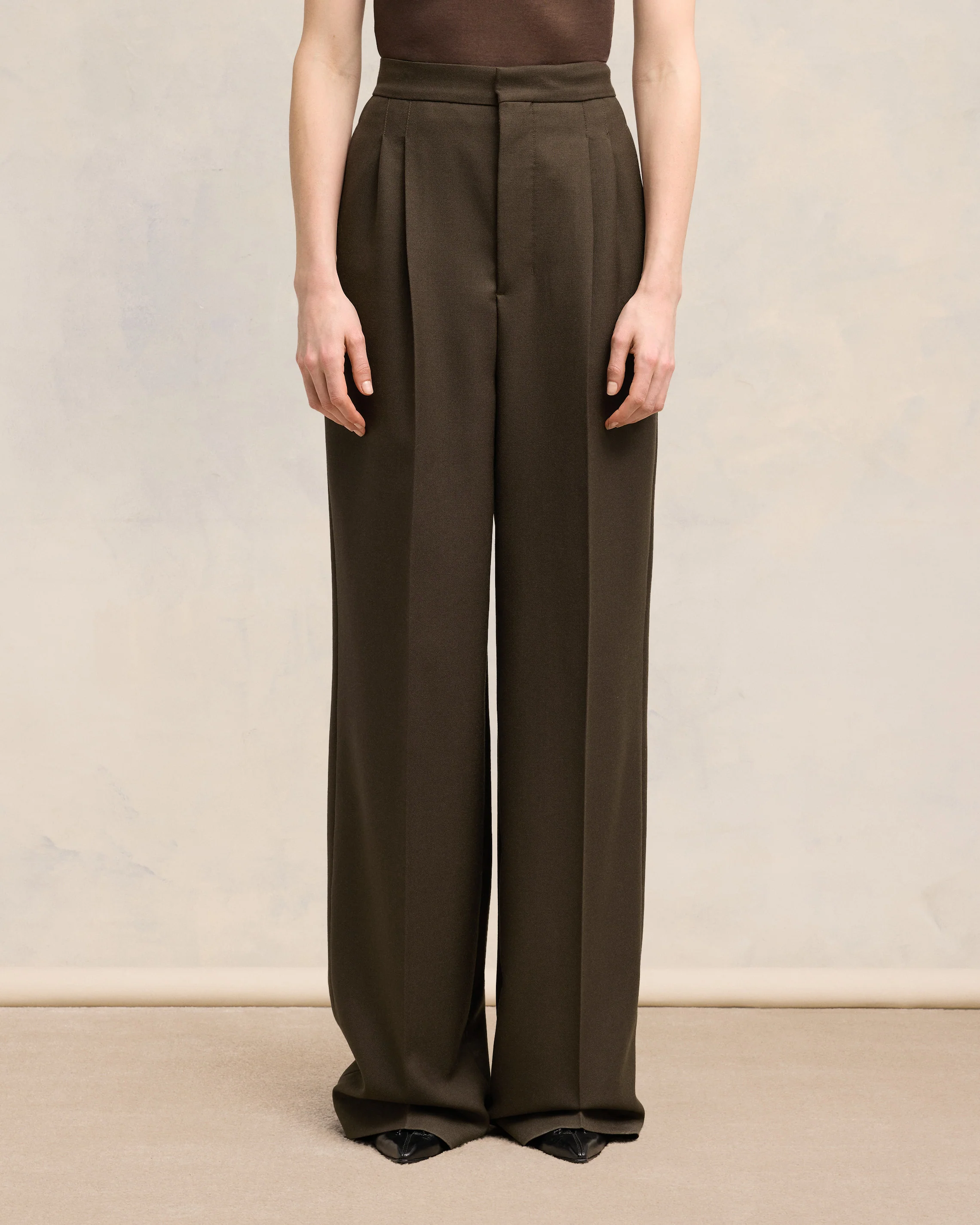 Dark Coffee High Waist Large Trousers - leoleo123123