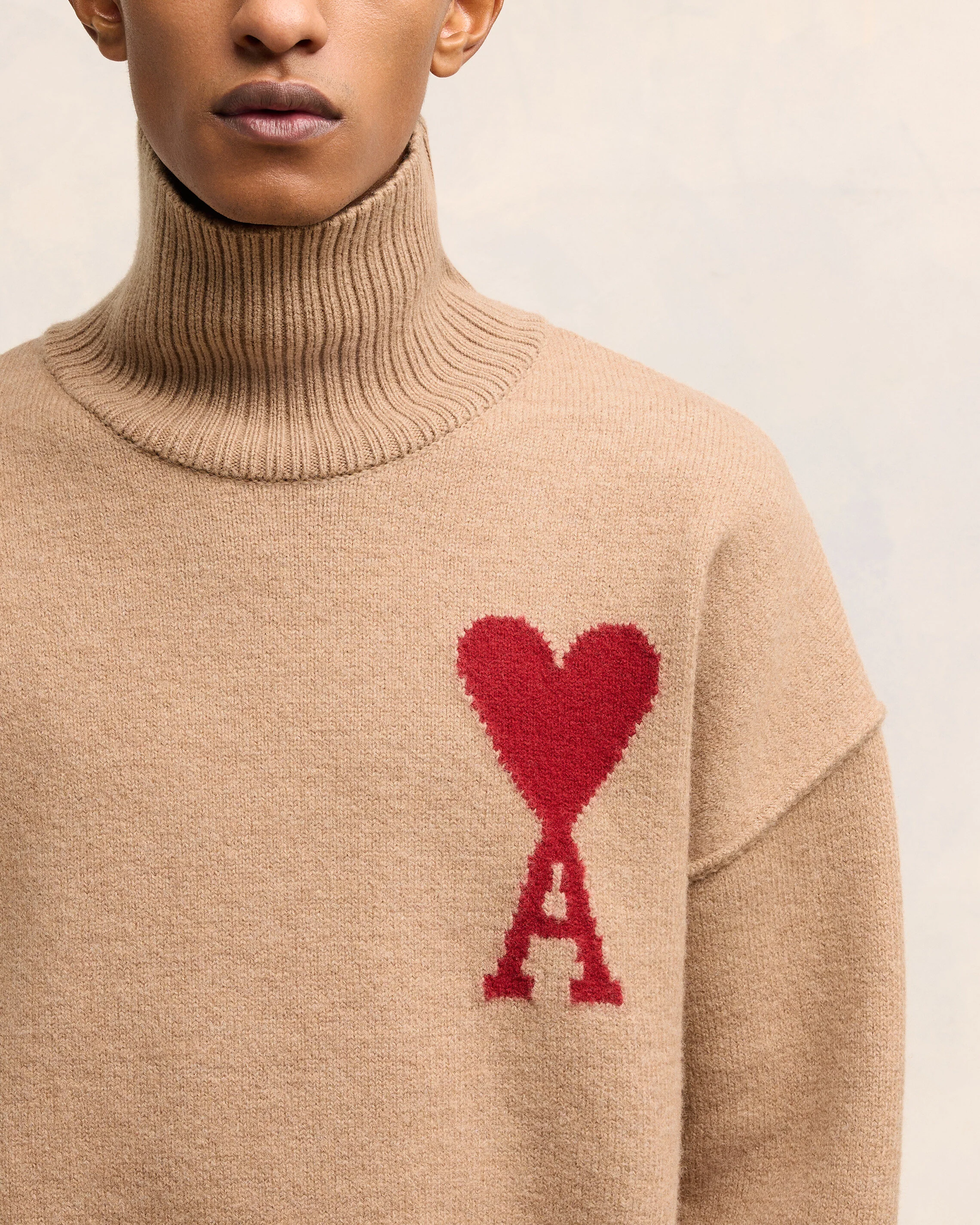Camel/Red Red Ami De Coeur Sweater - leoleo123123