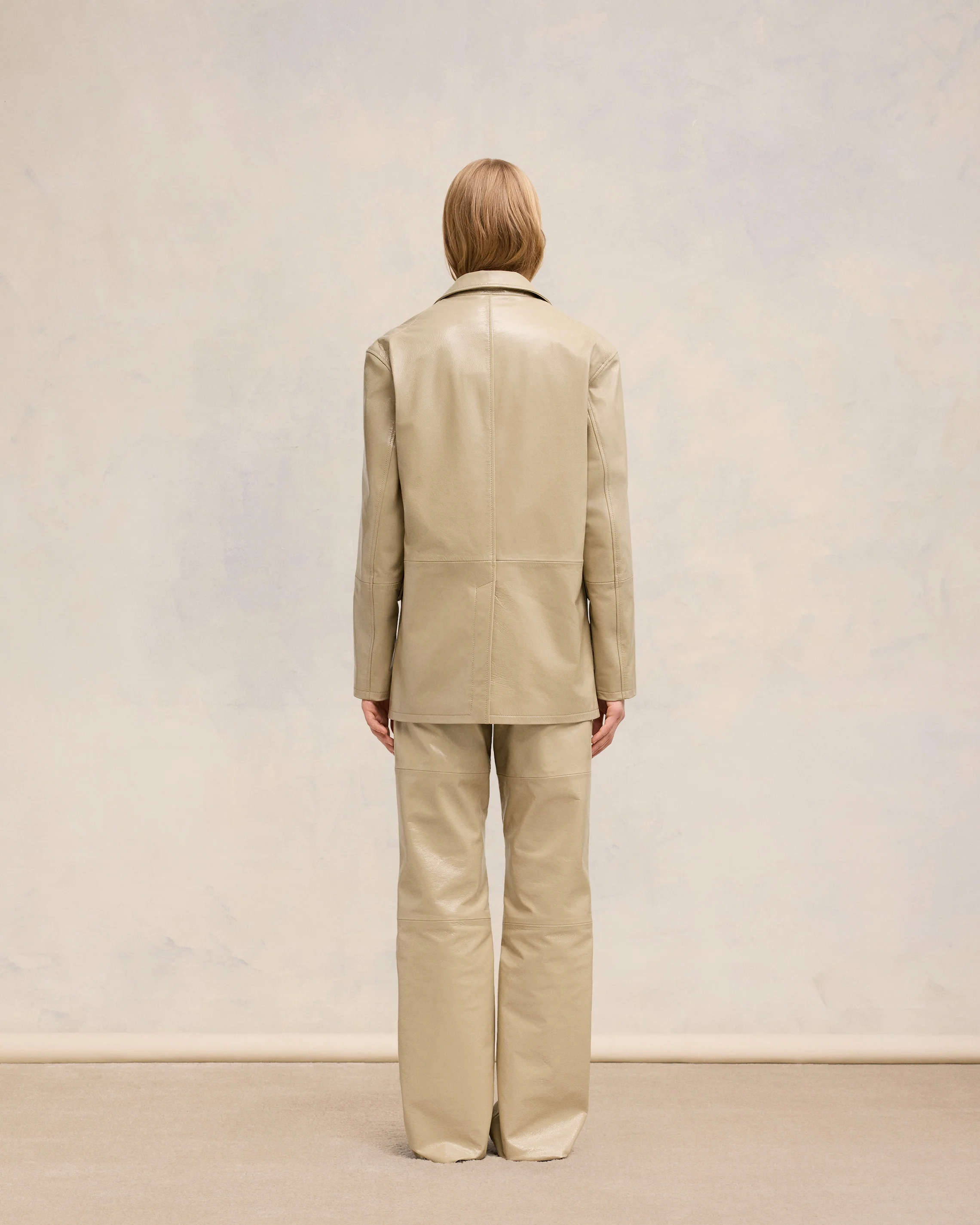 Light Sand Leather Two Buttons Jacket - leoleo123123