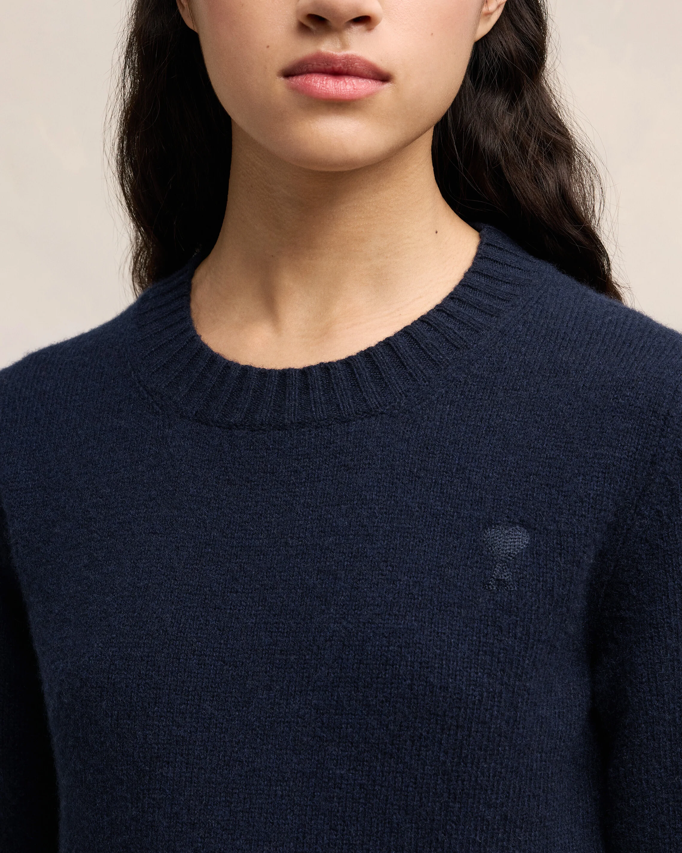 Navy Blue Cashmere Ami De Coeur Crew Neck Sweater - leoleo123123