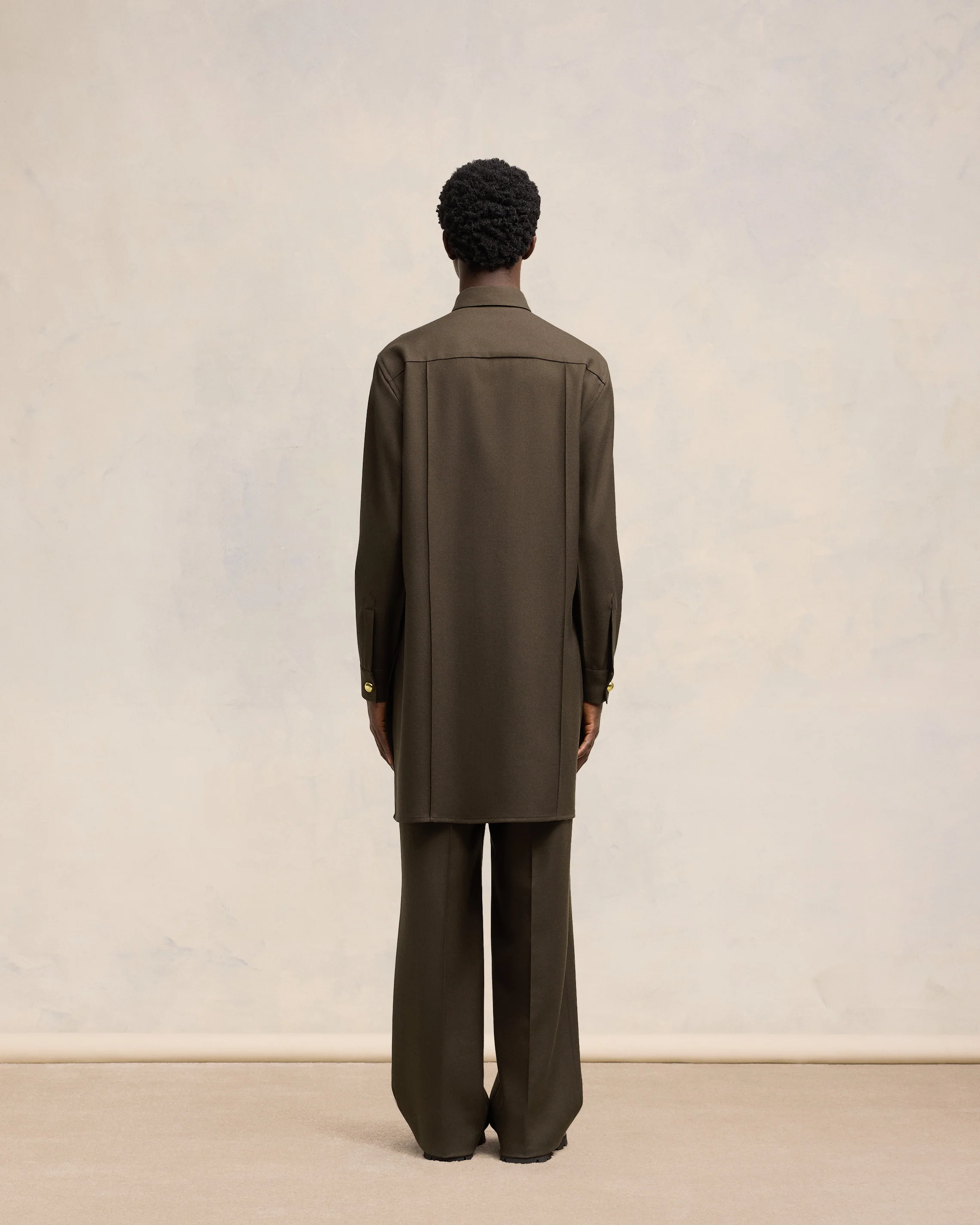 Dark Coffee Long Pintuck Shirt - leoleo123123