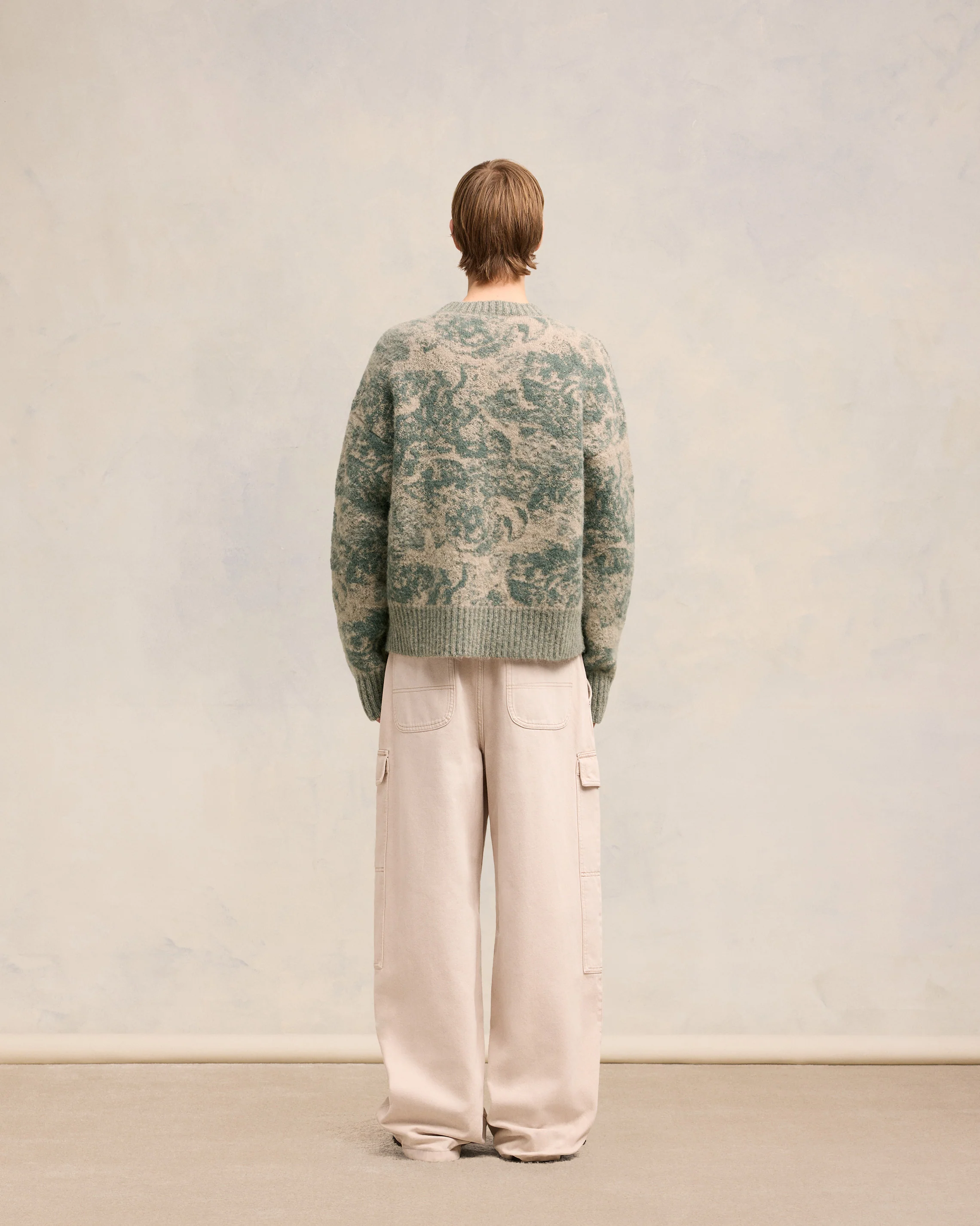 Beige/Antique Clay Alpaca Mohair Jacquard Crewneck - leoleo123123