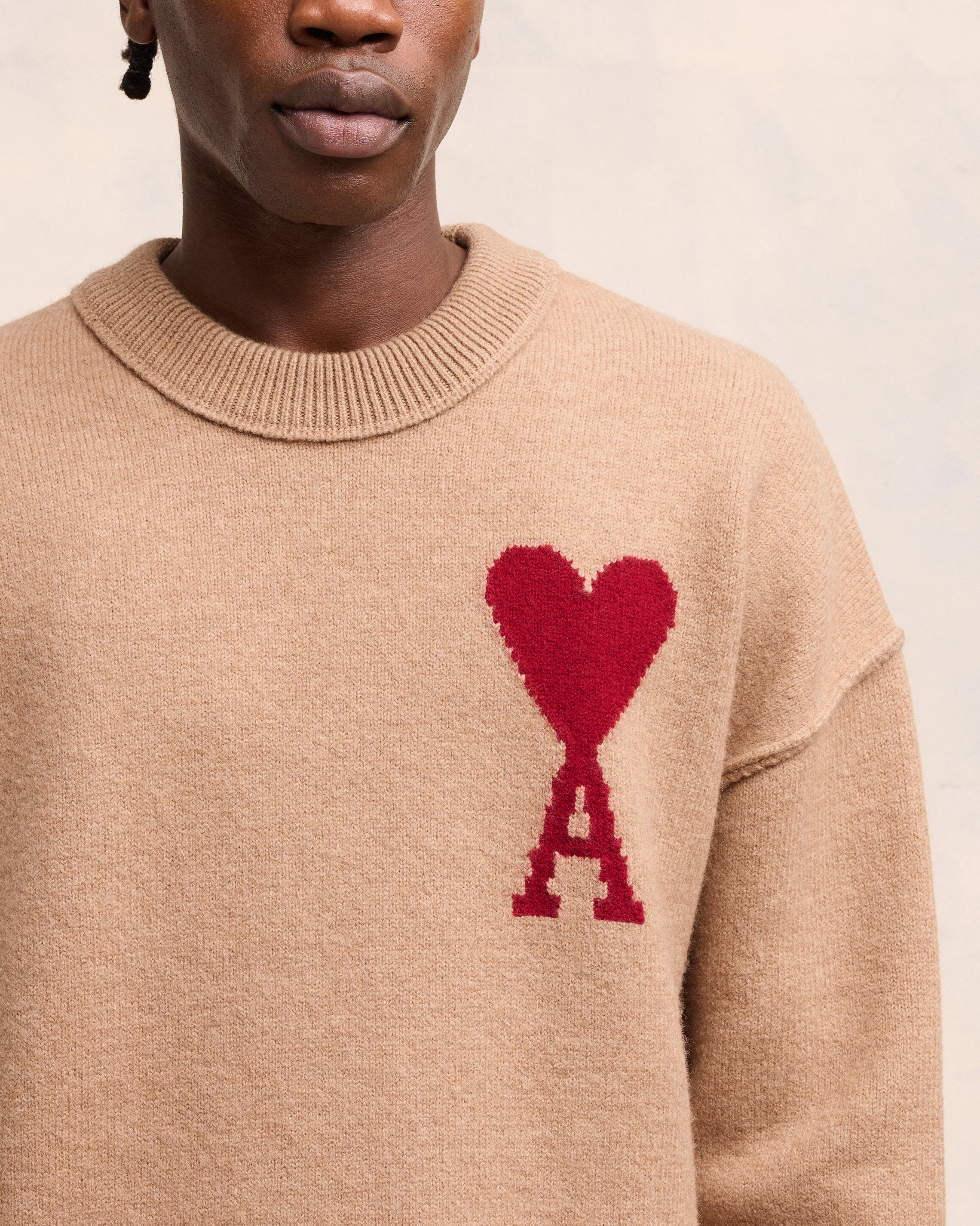 Camel/Red Red Ami De Coeur Sweater - leoleo123123