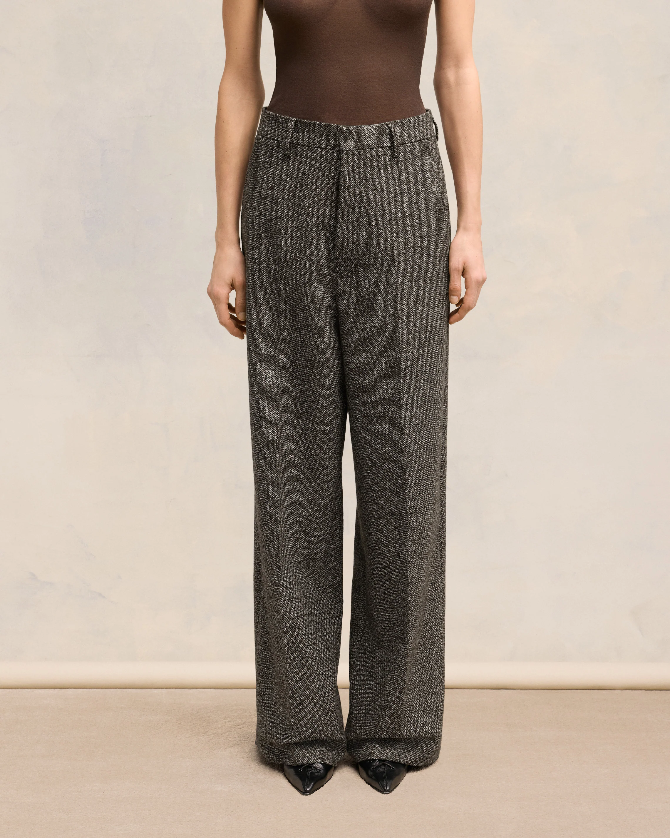 Dark Coffee/ Off White Large Fit Trousers - leoleo123123