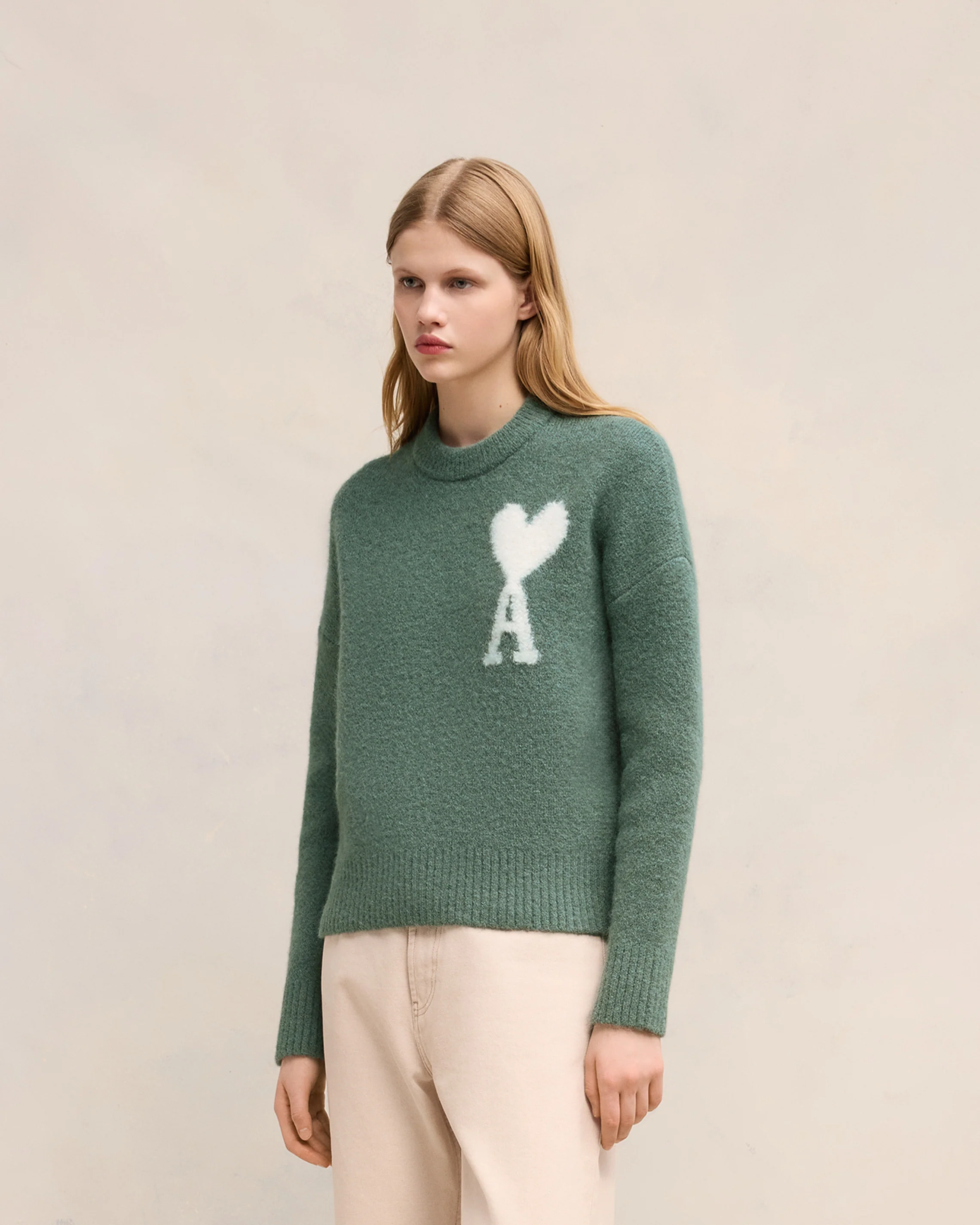 Antique Clay Off-White Ami De Coeur Crew Neck Sweater - leoleo123123