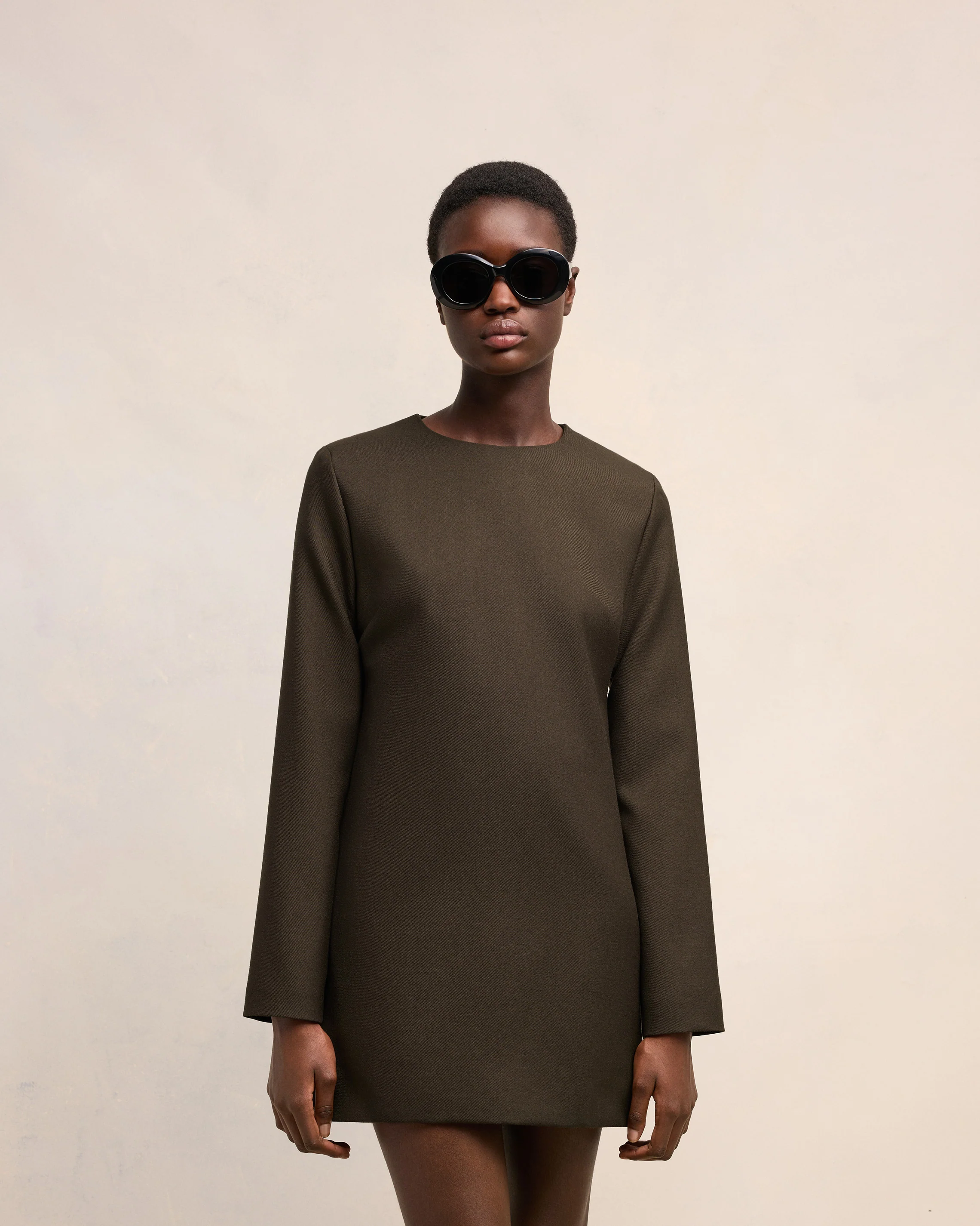 Dark Coffee Long Sleeve Dress - leoleo123123