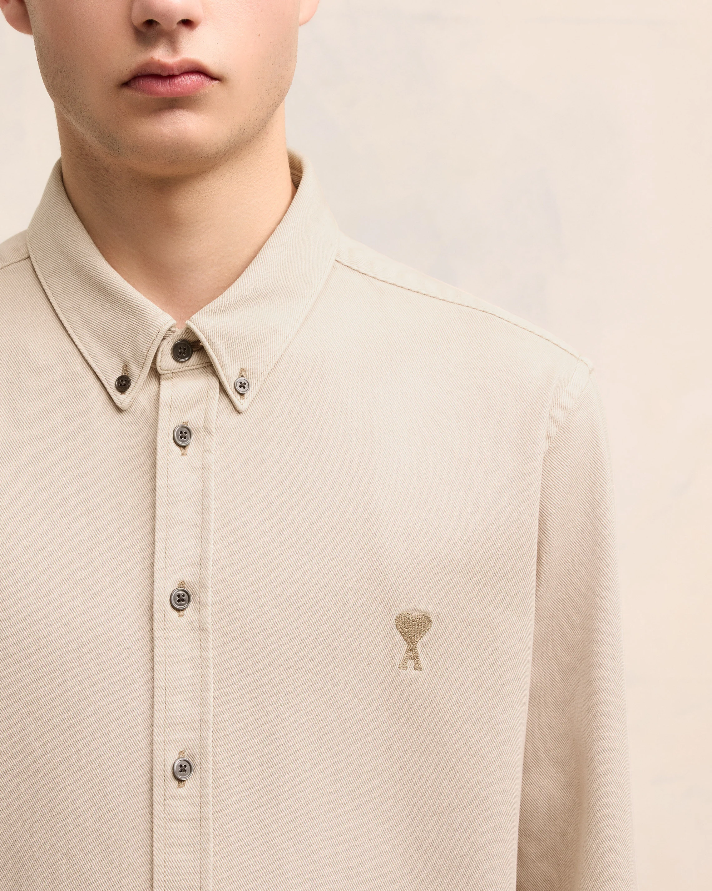 Off White Button-Down Ami De Coeur Shirt - leoleo123123
