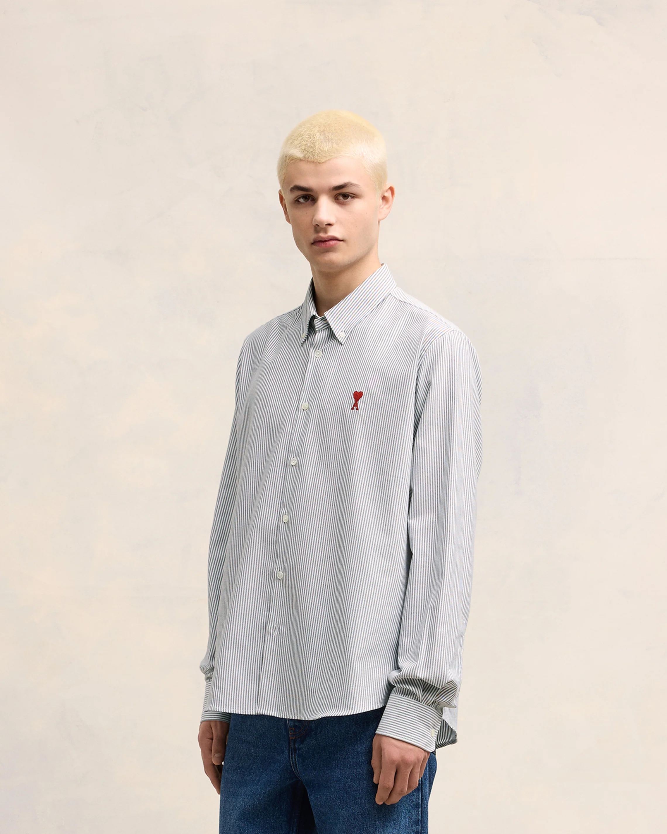 Black/Natural White Button-Down Ami De Coeur Shirt - leoleo123123