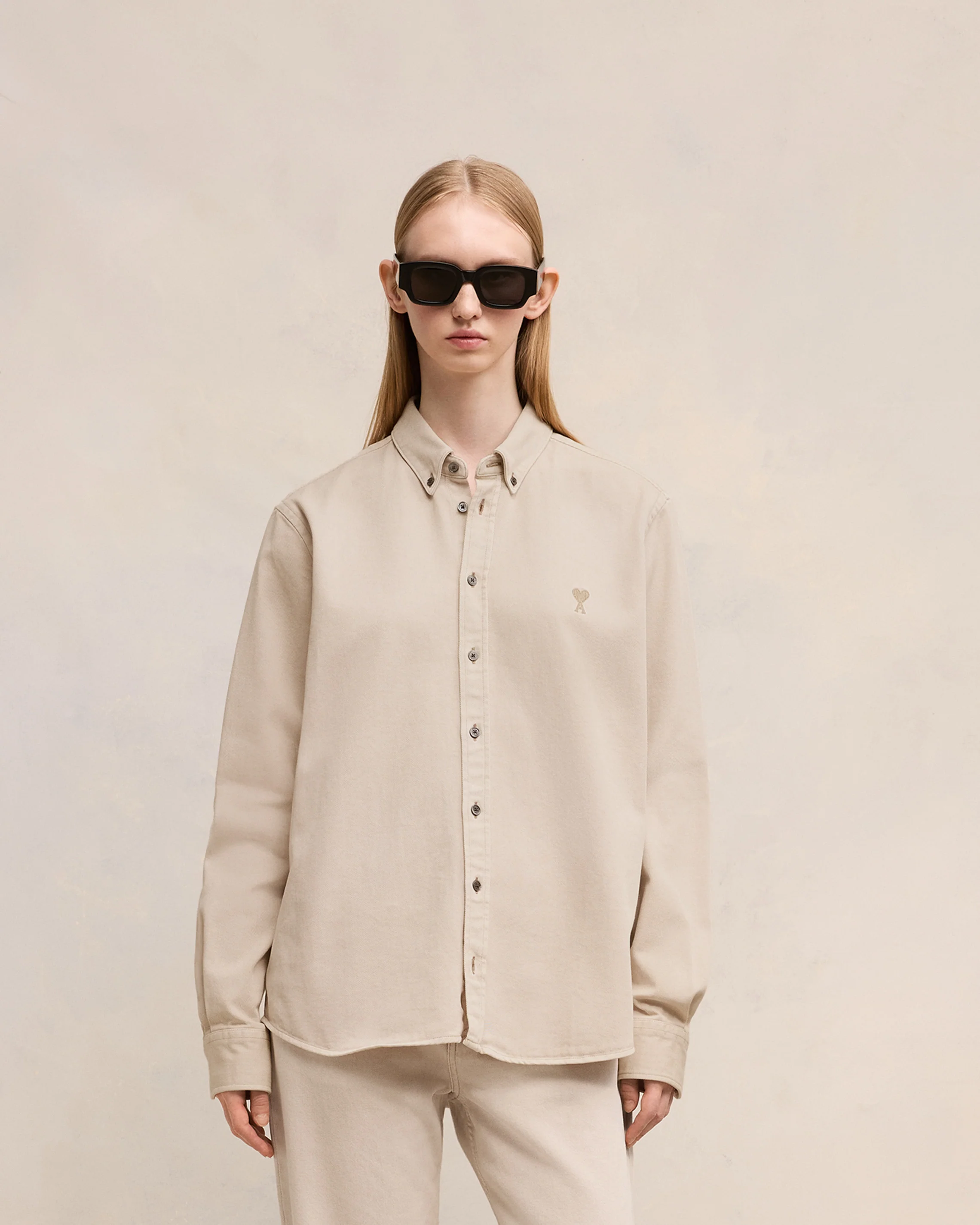 Off White Button-Down Ami De Coeur Shirt - leoleo123123