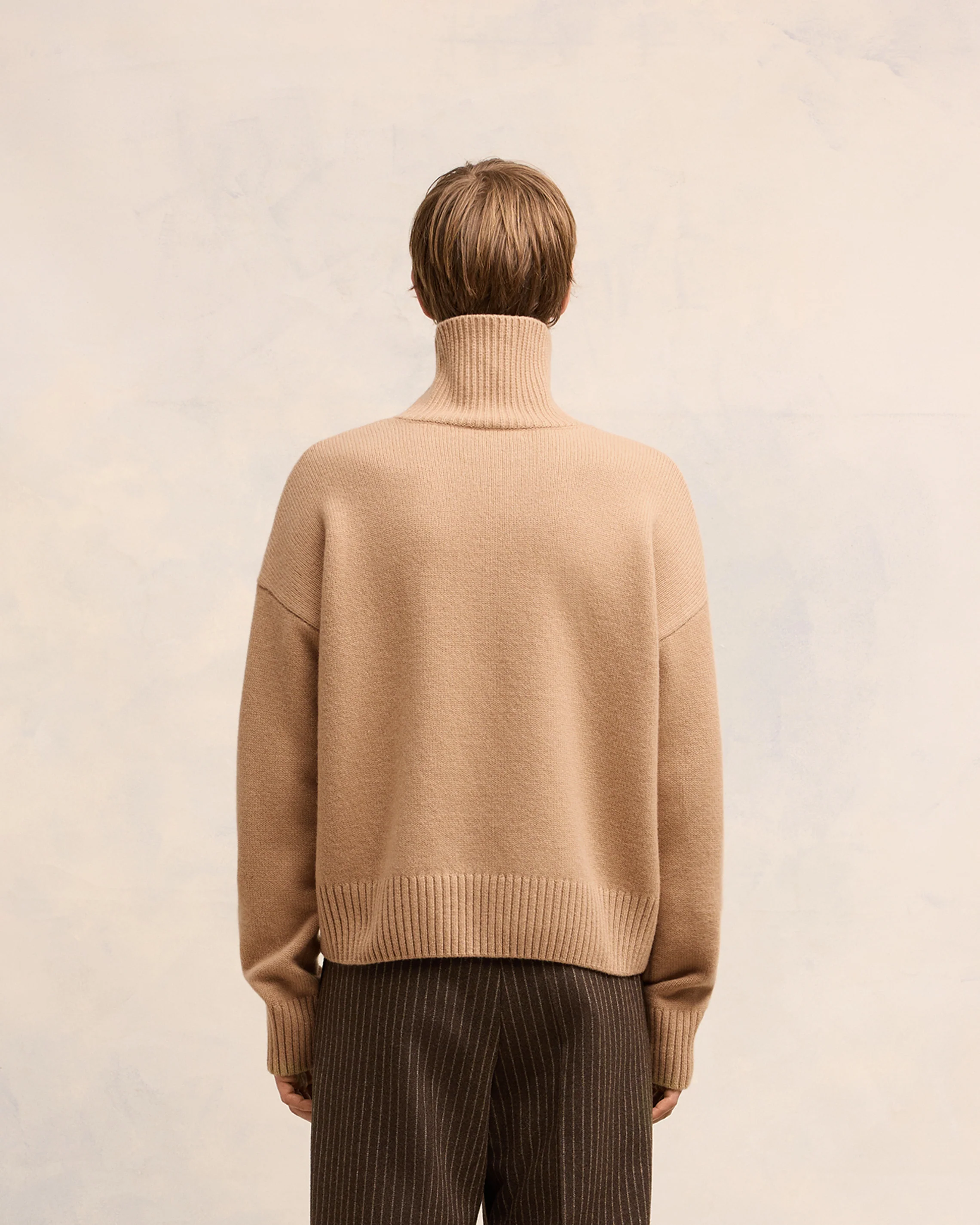 Nude Embossed Ami De Coeur Funnel Neck Sweater - leoleo123123