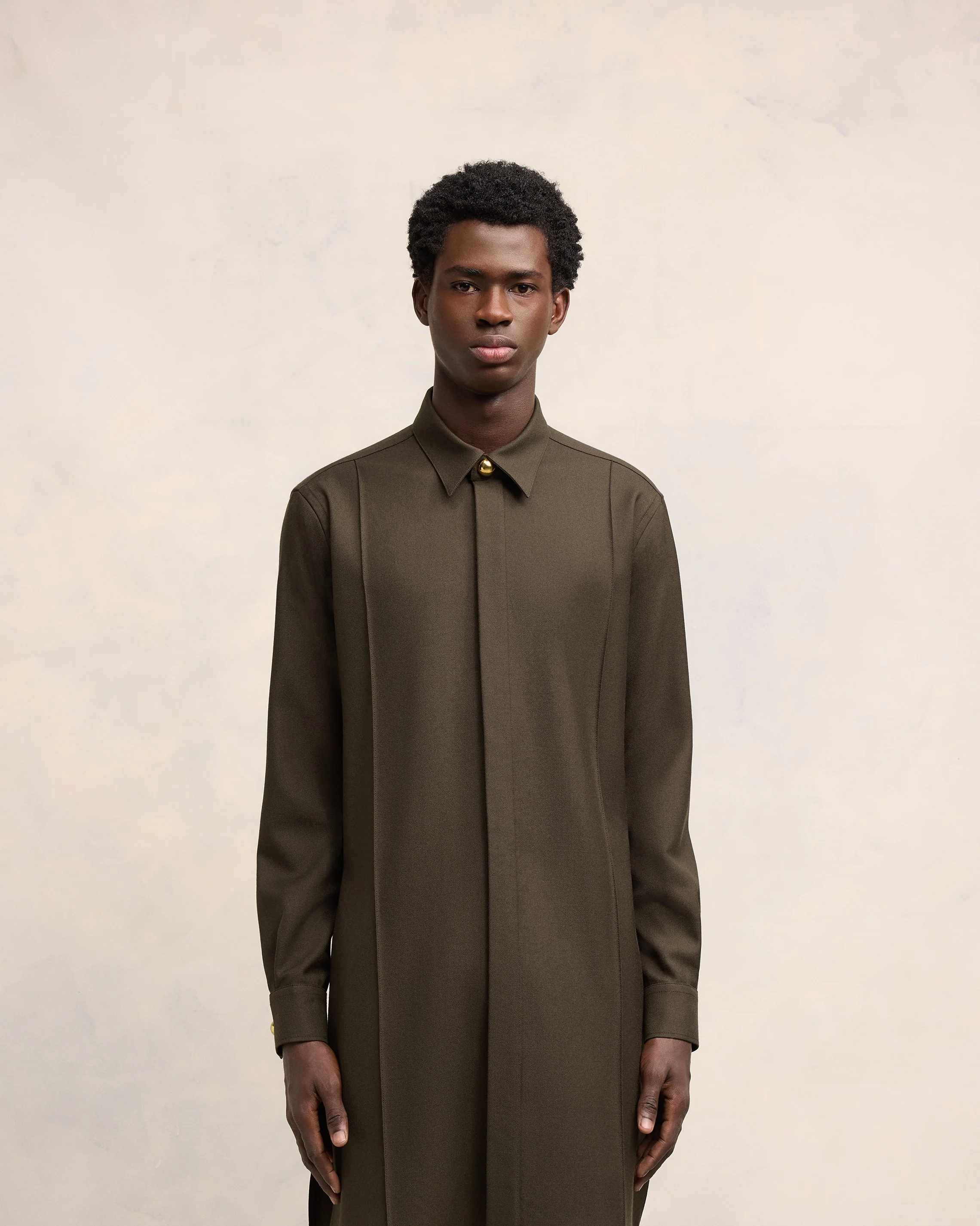 Dark Coffee Long Pintuck Shirt - leoleo123123