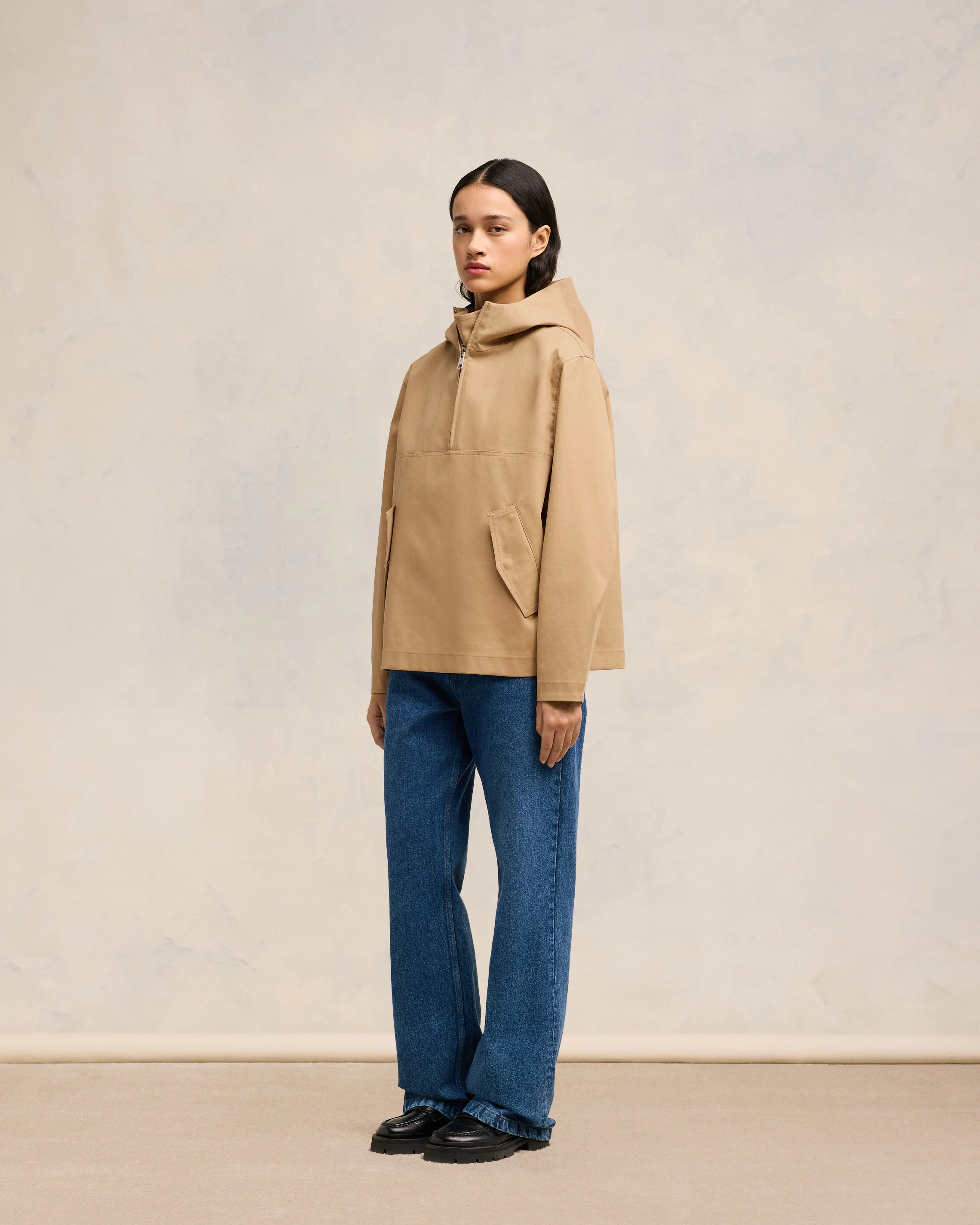 Sand/ Light Beige Hooded Vareuse - leoleo123123