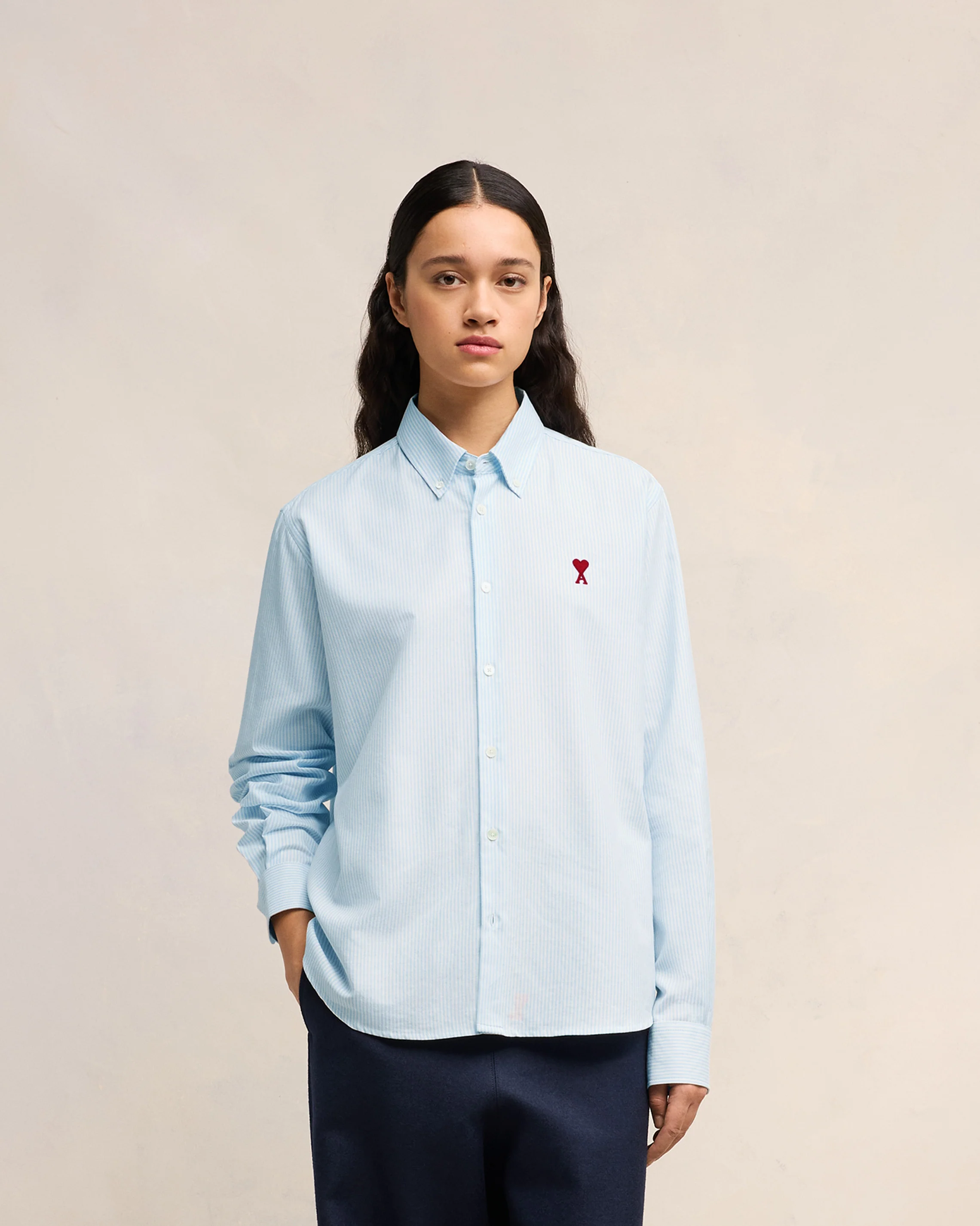 Sky Blue/Natural White Button-Down Ami De Coeur Shirt - leoleo123123