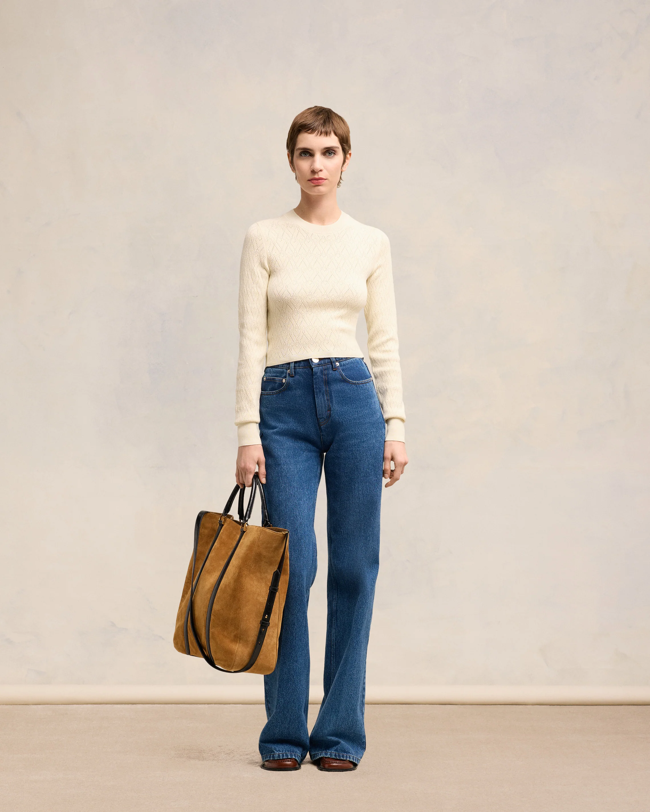 Off White Ami De Coeur Pointelle Crew Neck Sweater - leoleo123123
